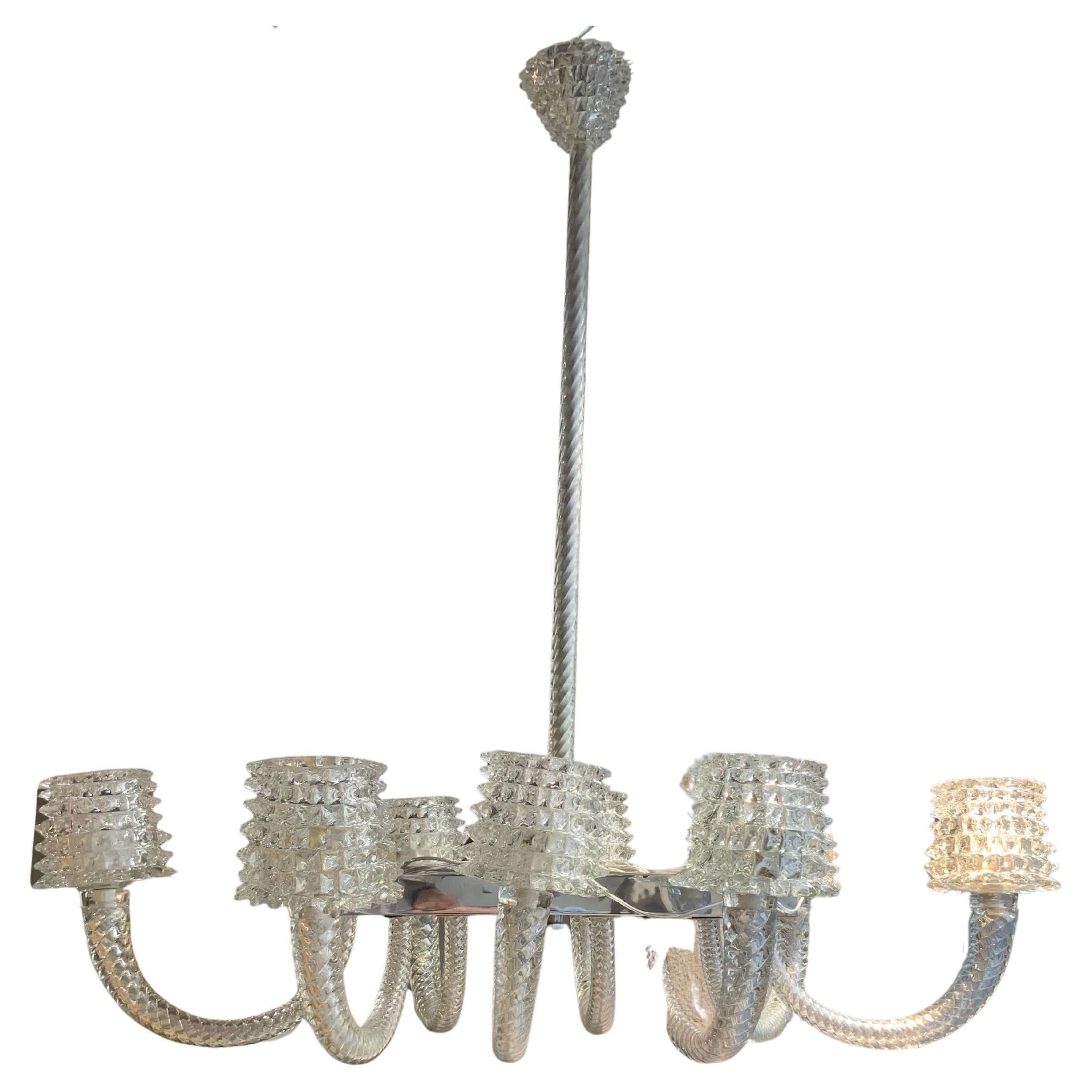Barovier&Toso Lustre à 8 bras de lumière Murano circa 1940
