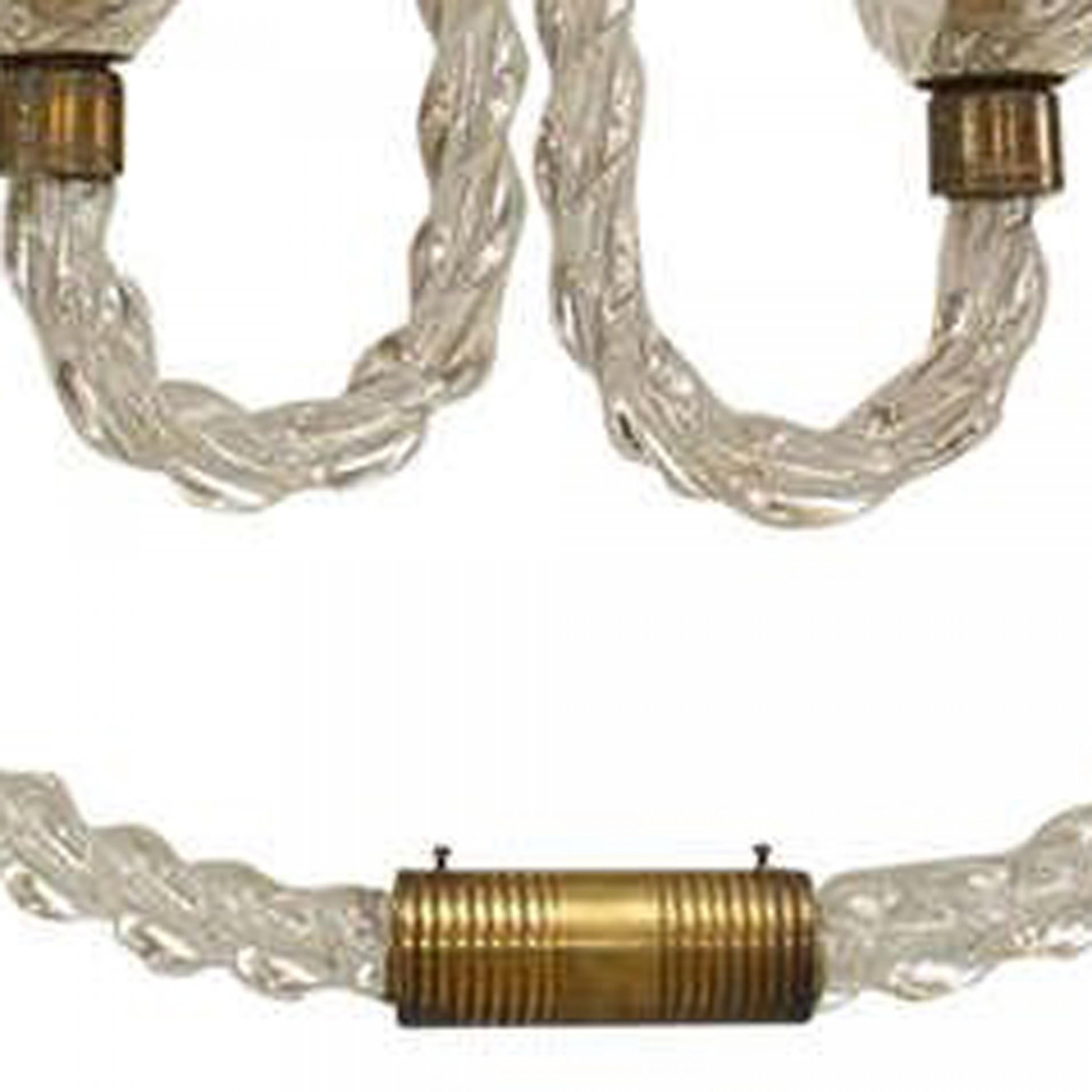 Barovier et Toso French Mid-Century Murano Glass Hoop Chandelier In Good Condition For Sale In Queens, NY