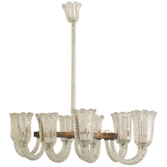 Barovier et Toso Italian Mid-Century Bubble Glass Fluted Chandelier Barovier et Toso Italian Mid-Century Bubble Glass Fluted Chandelier