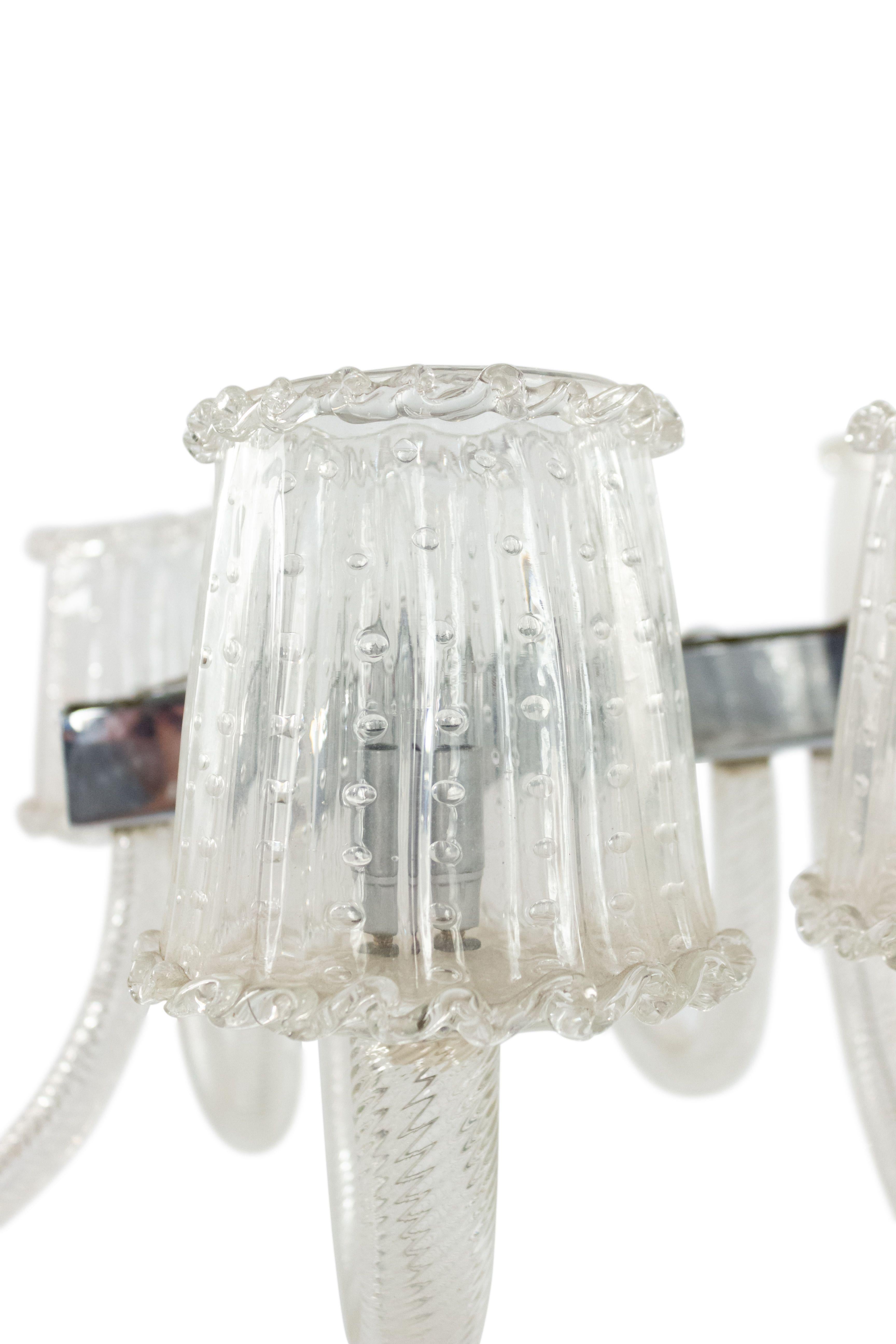 Mid-Century Modern Barovier et Toso Italian Venetian Murano Chrome and Glass Chandelier For Sale