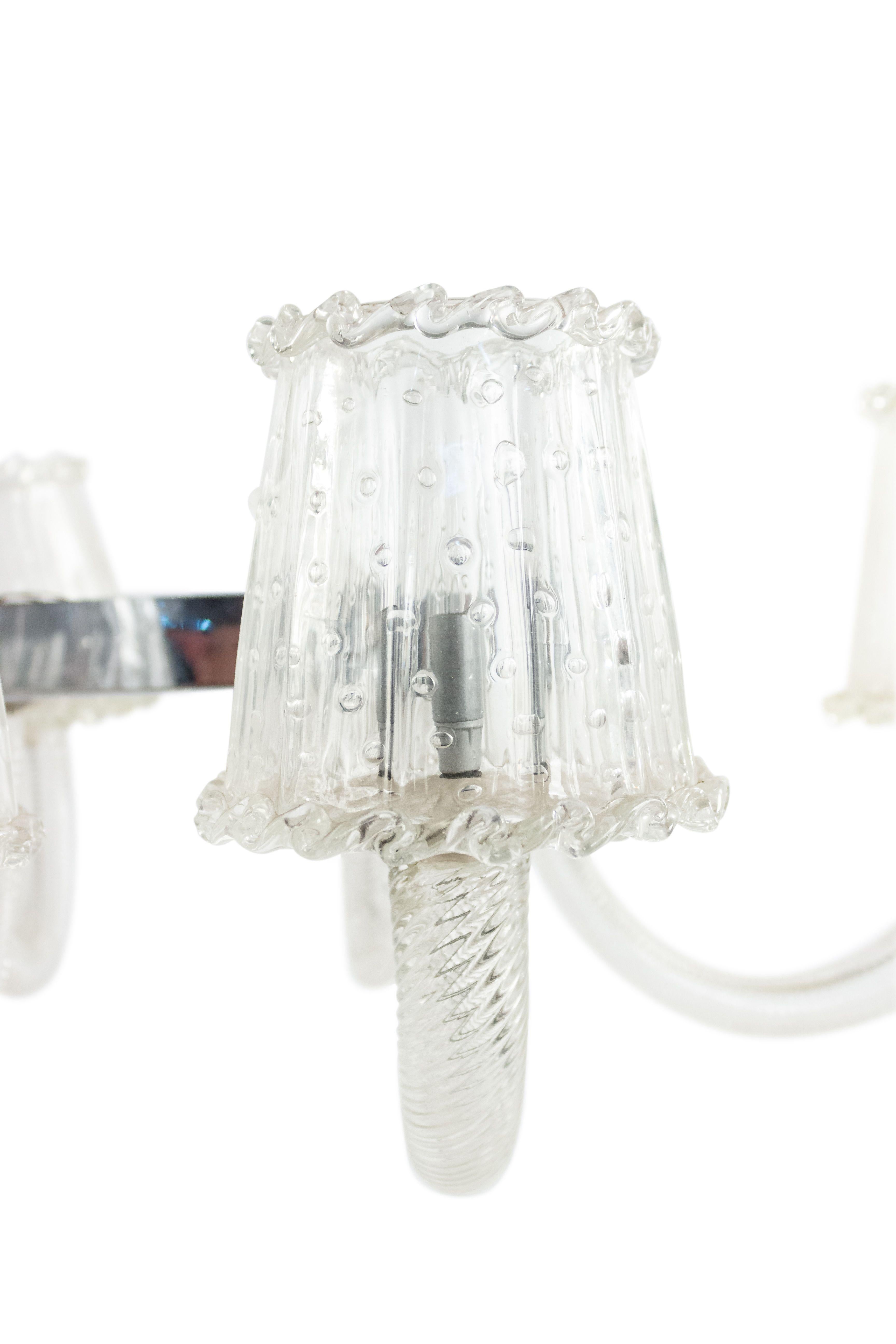 Hand-Crafted Barovier et Toso Italian Venetian Murano Chrome and Glass Chandelier For Sale
