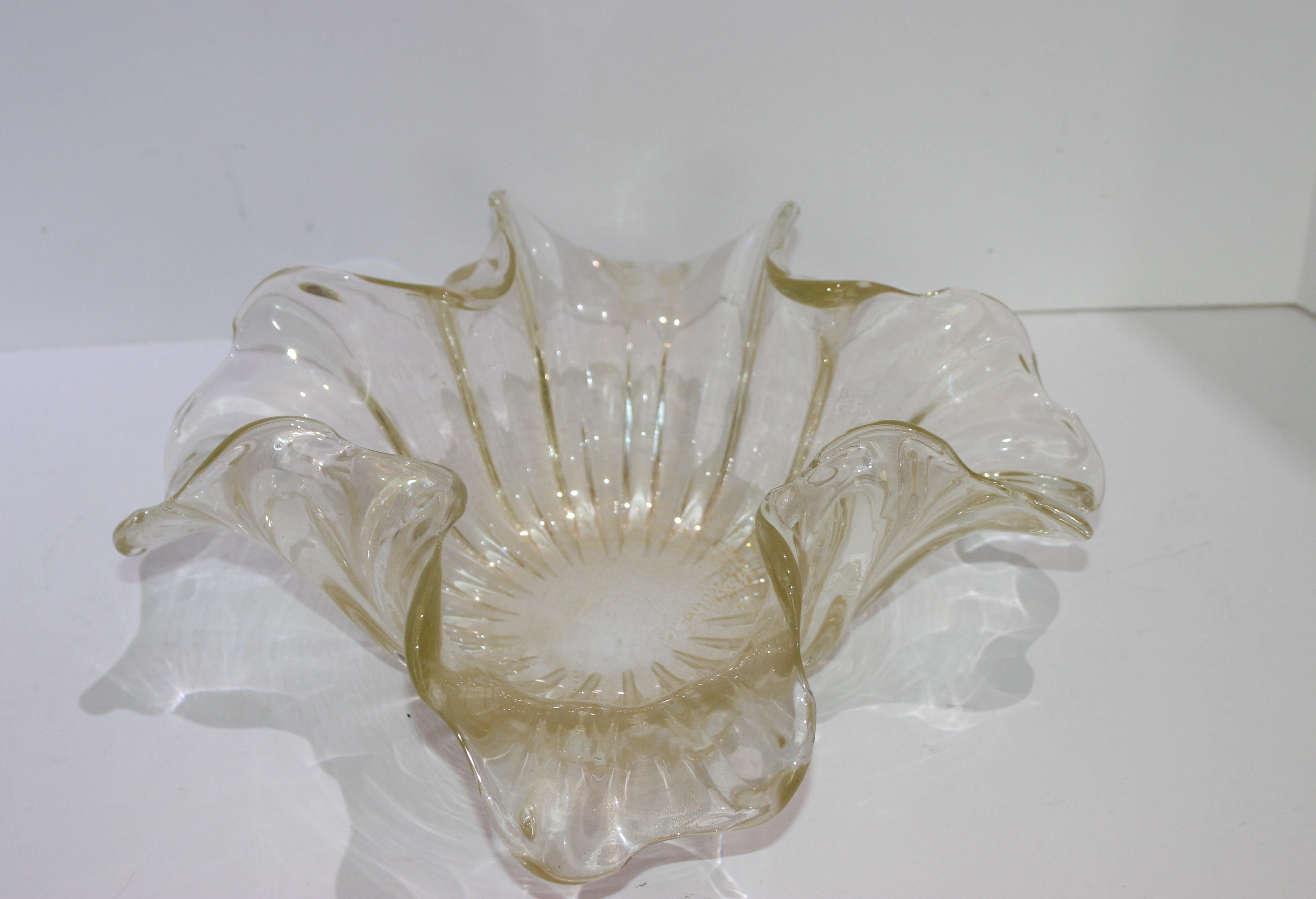 Modern Barovier Et Toso Murano Glass Freeform Vase Bowl