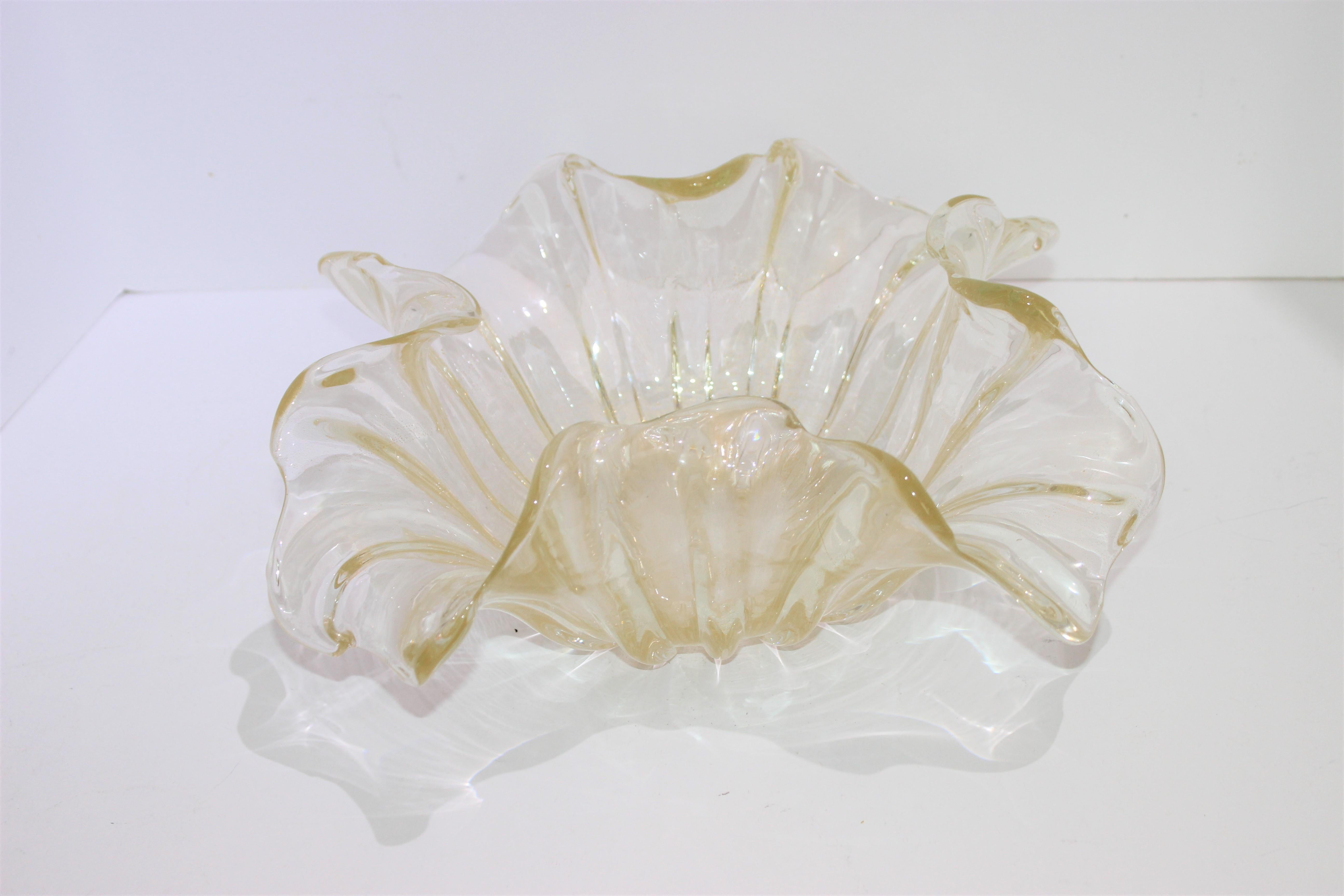 Italian Barovier Et Toso Murano Glass Freeform Vase Bowl