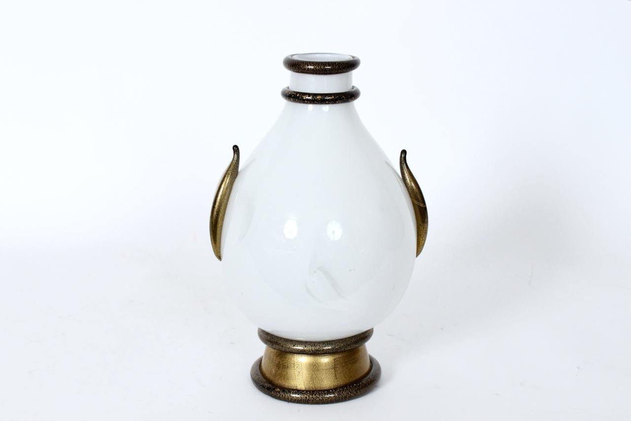 Barovier&Toso Vaso di Murano Vaso bianco e nero con inclusioni d'oro, CIRCA 1980 in vendita 4