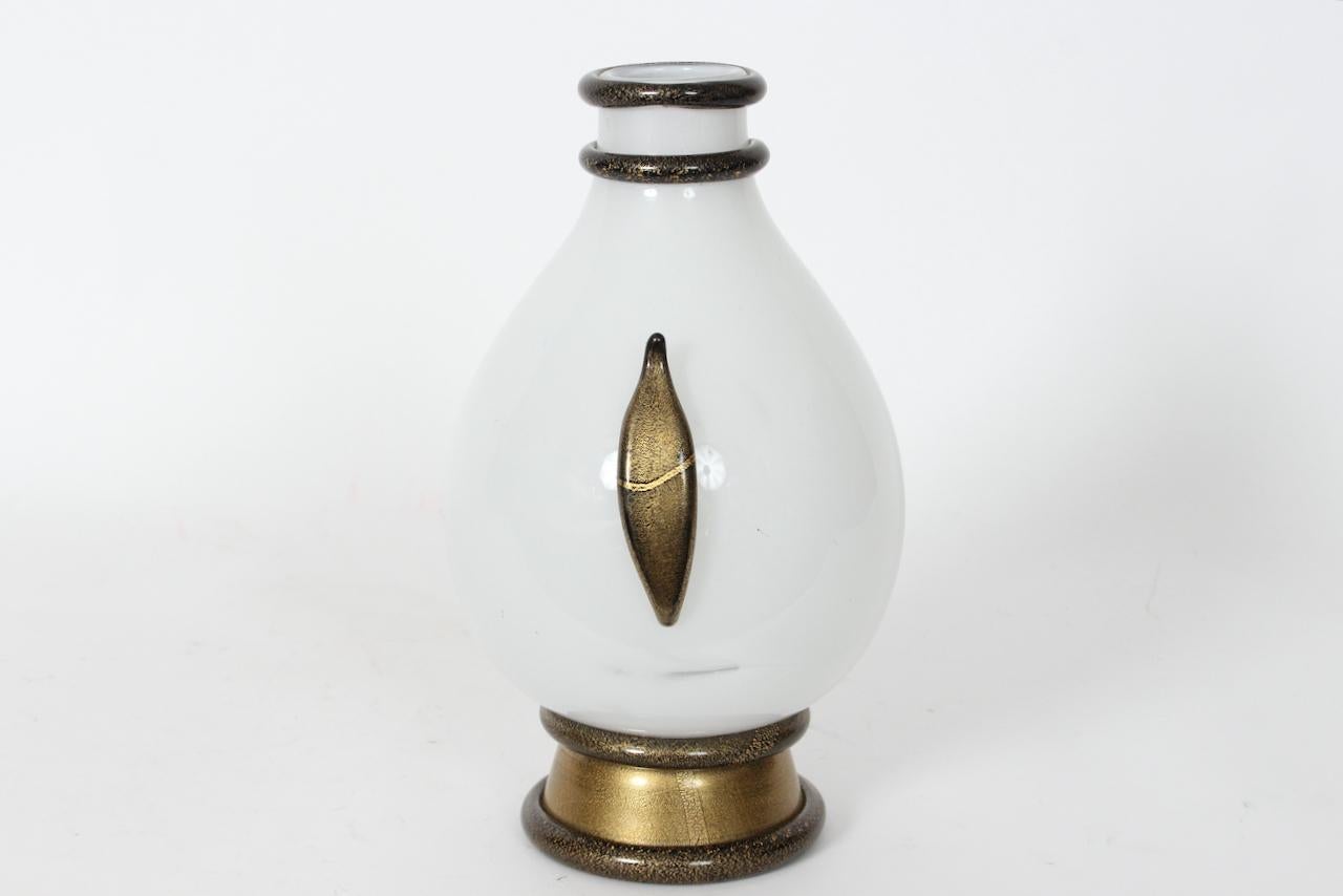 Barovier&Toso Vaso di Murano Vaso bianco e nero con inclusioni d'oro, CIRCA 1980 in vendita 5