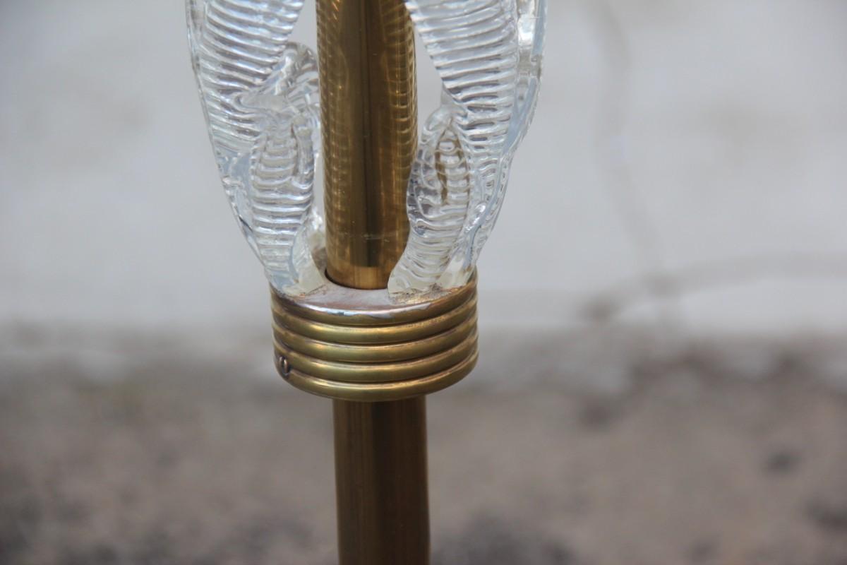 Barovier Floor Lamp Murano Glass Brass Paper Dome, Italian, 1940s Design 8