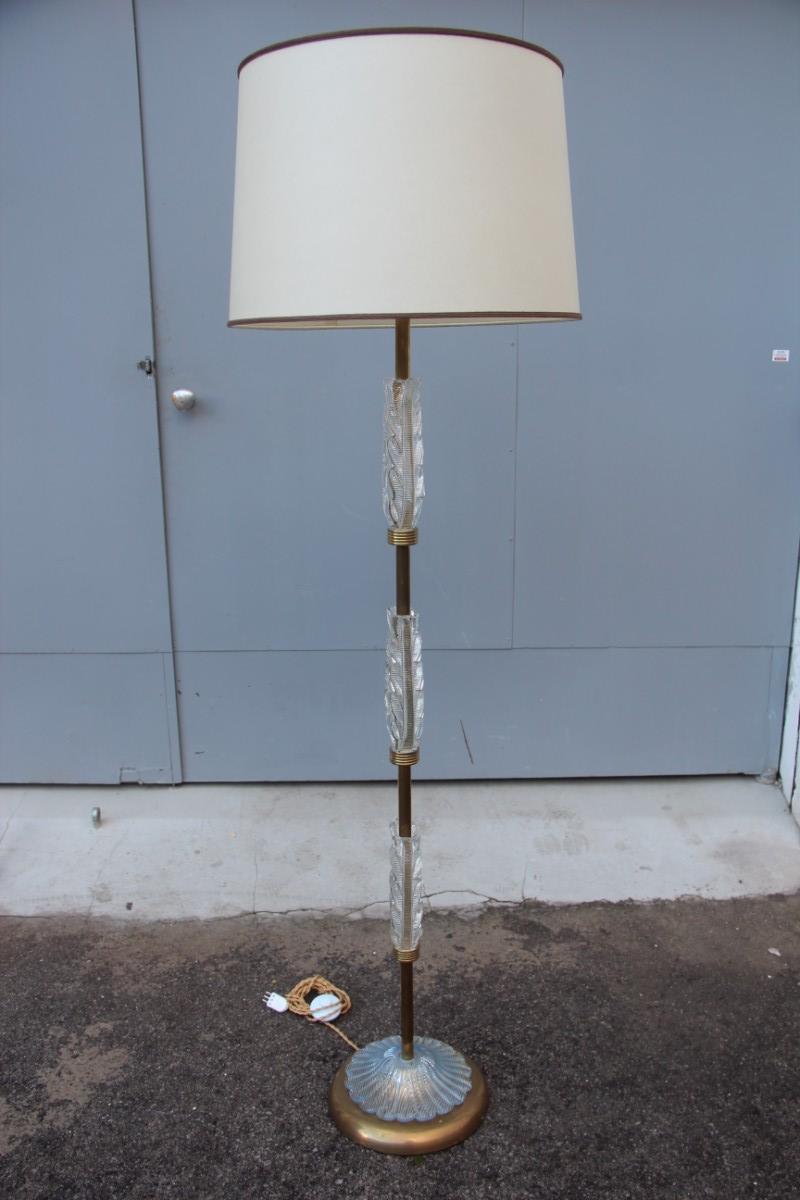 Barovier Floor Lamp Murano Glass Brass Paper Dome, Italian, 1940s Design 10