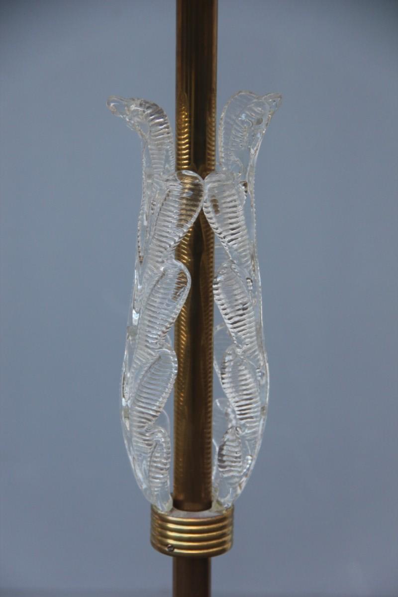 Mid-20th Century Barovier Floor Lamp Murano Glass Brass Paper Dome, Italian, 1940s Design