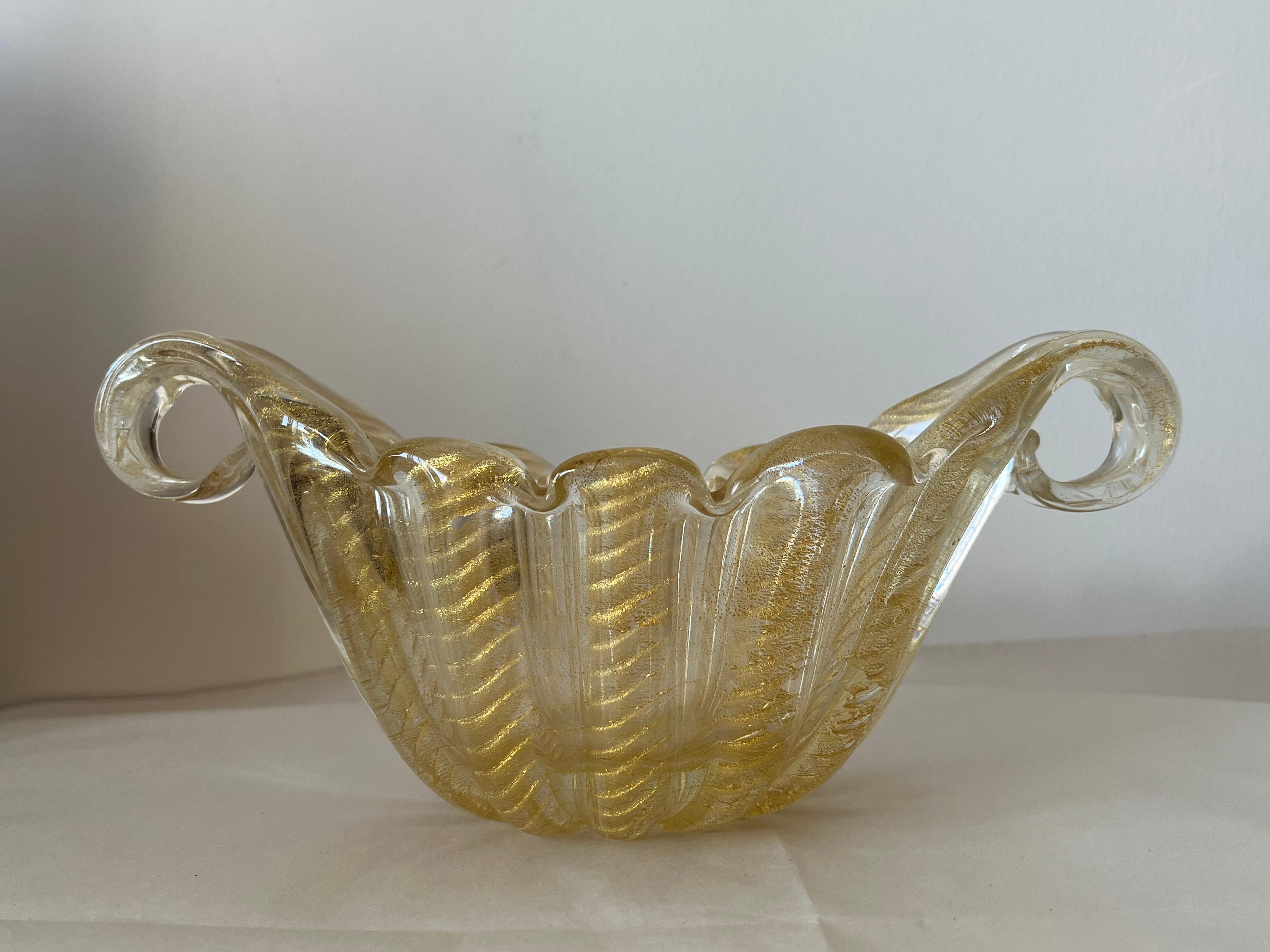 Modern Barovier Flooted Bowl Murano 1950's For Sale