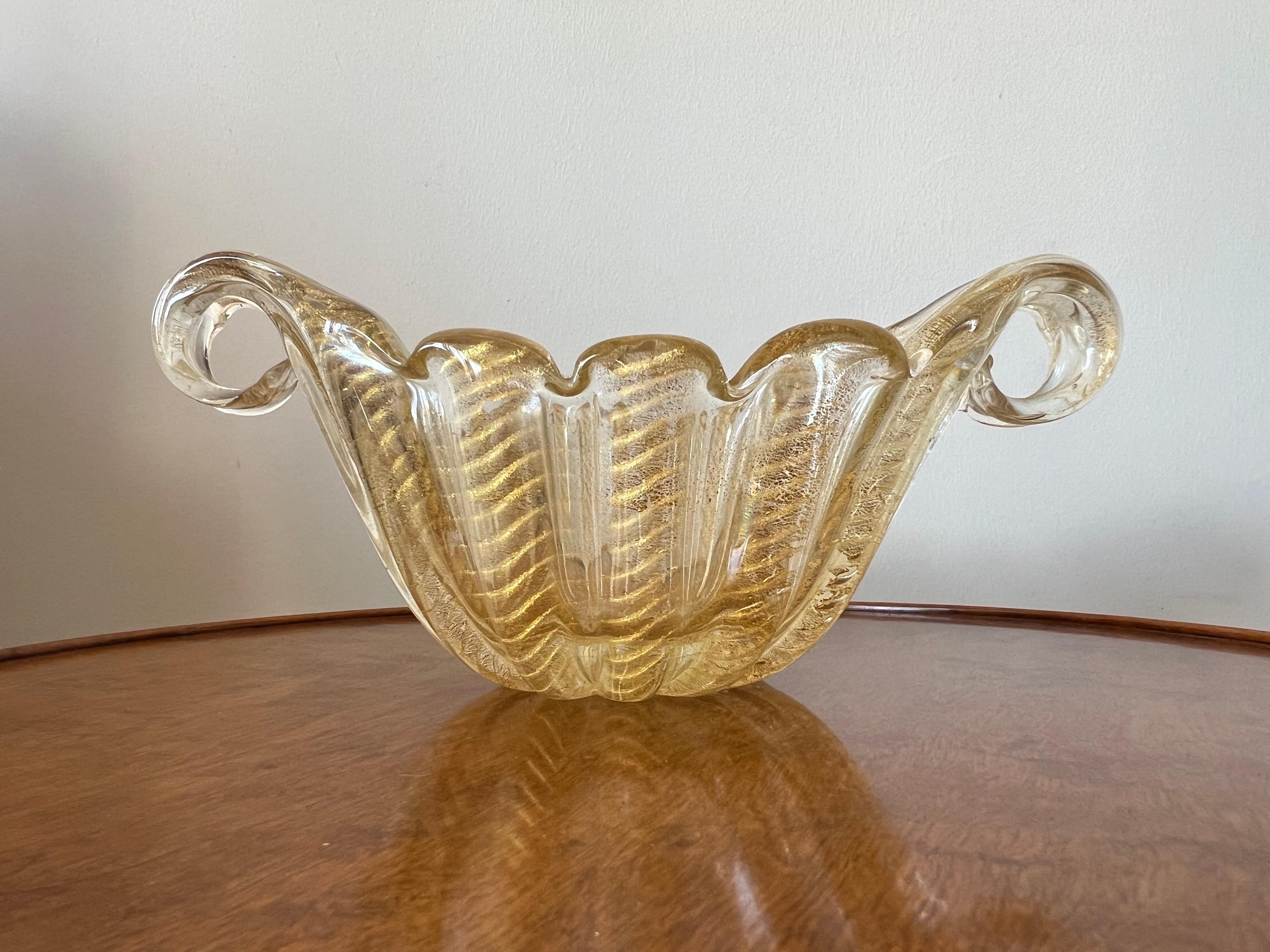 Art Glass Barovier Flooted Bowl Murano 1950's For Sale