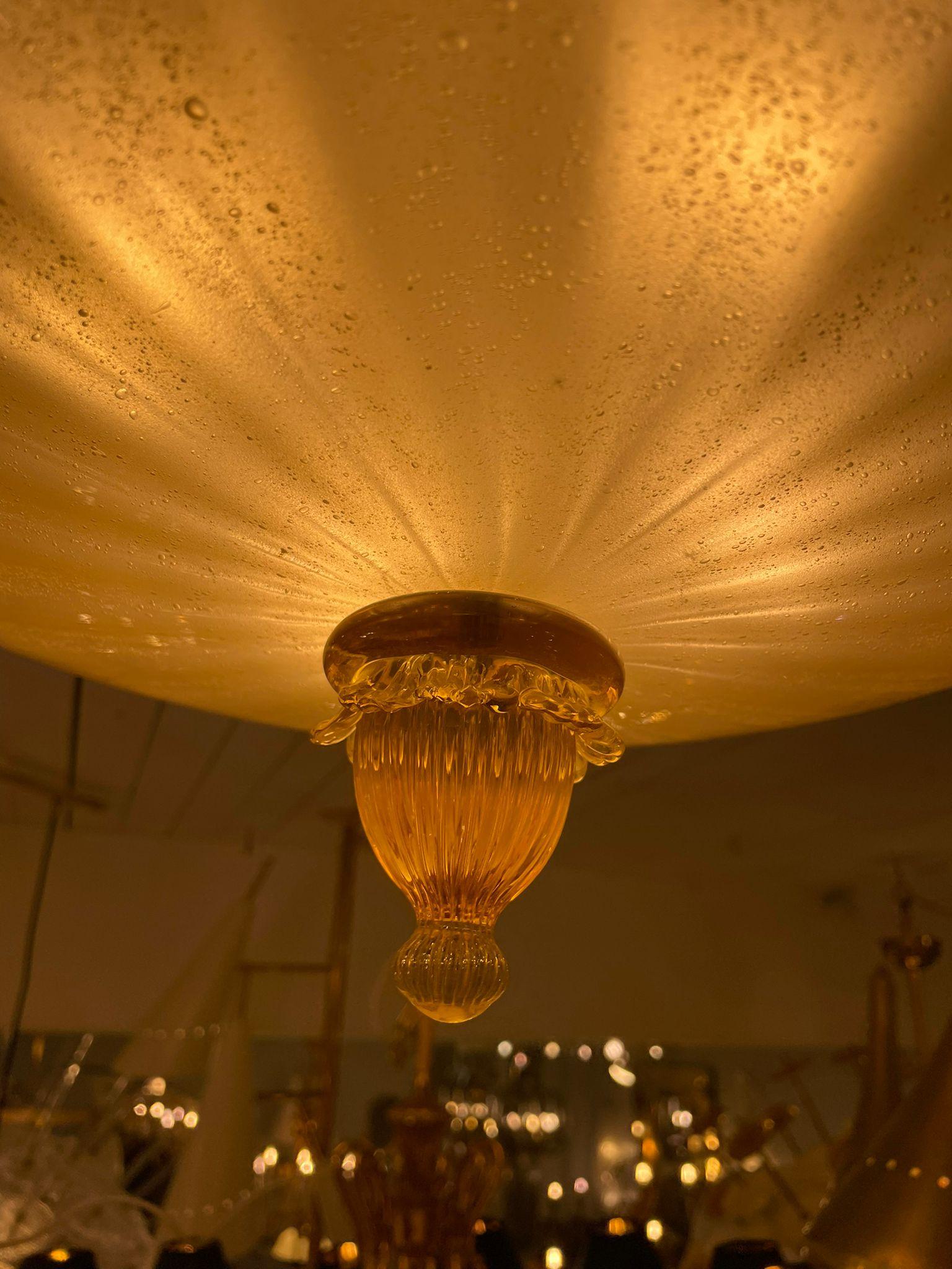 Art Deco Barovier Ceiling Lamp with Gold Inclusion, Italy 1930s For Sale
