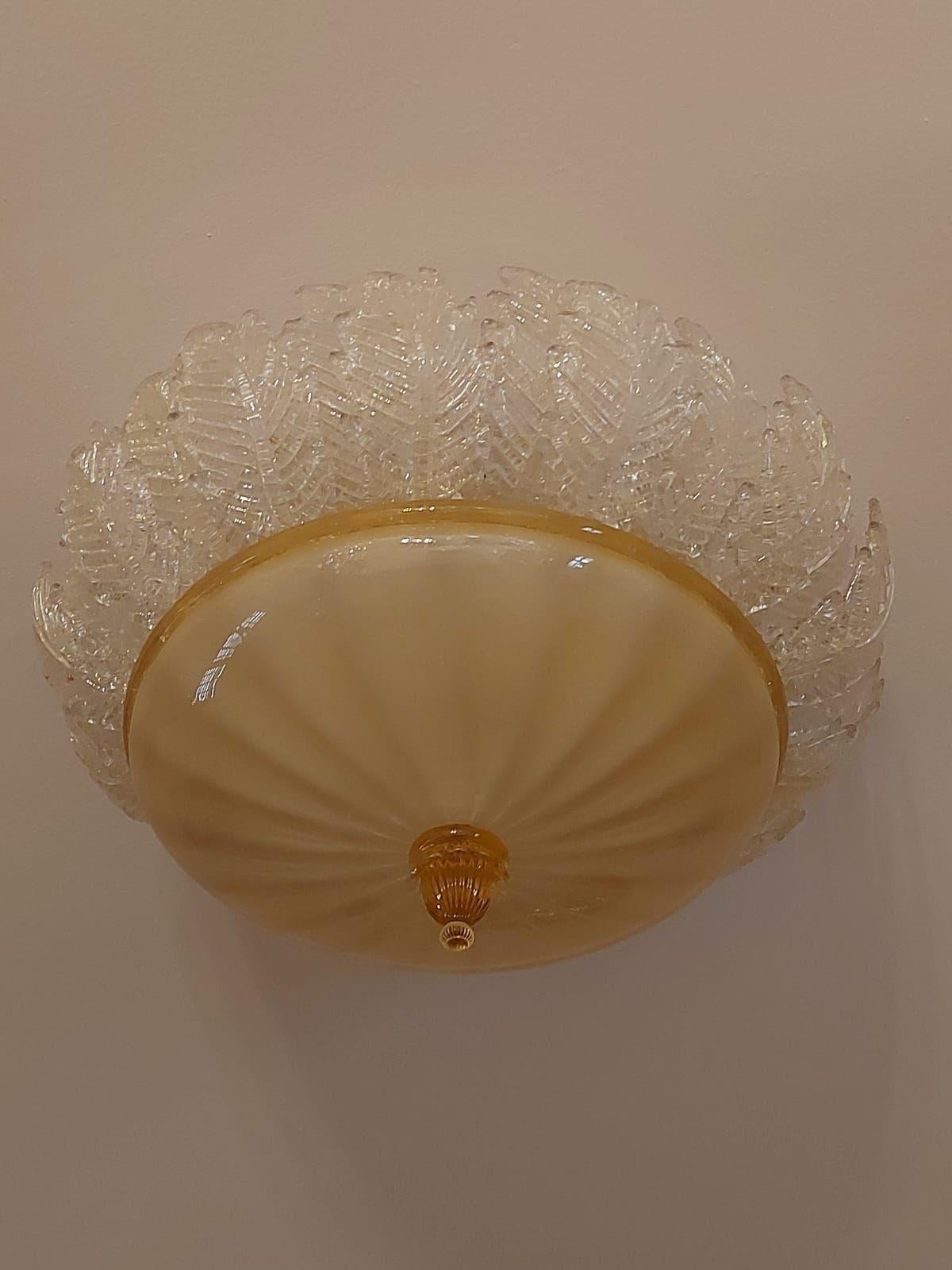 Barovier Ceiling Lamp with Gold Inclusion, Italy 1930s For Sale 2