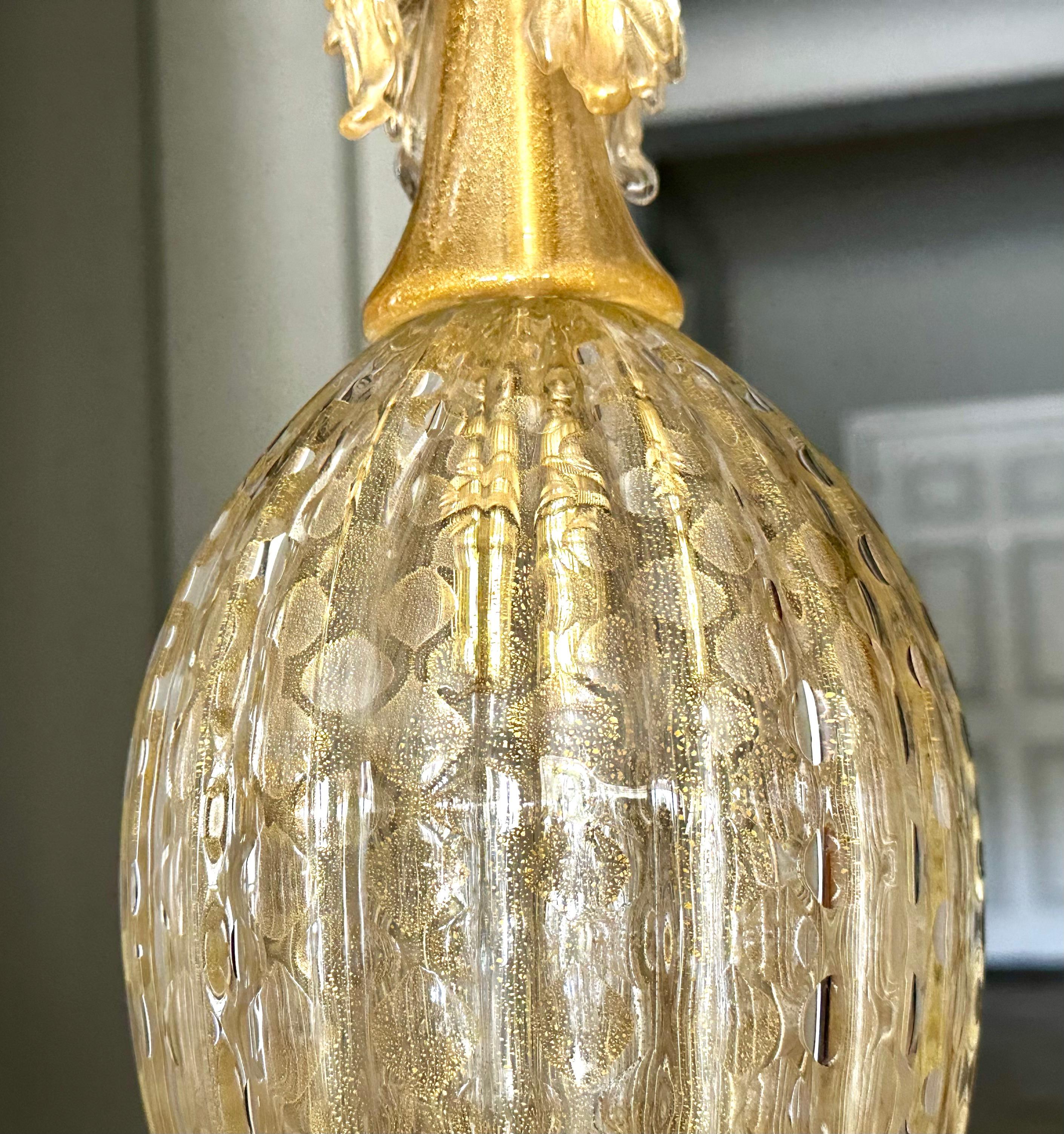 Barovier Gold Bubbles Murano Glas Pendelleuchte (Messing) im Angebot