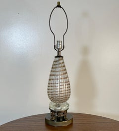 Barovier gold fleck striped handblown Murano Glass Table Lamp