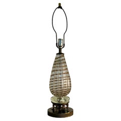 Barovier gold fleck striped handblown Murano Glass Table Lamp