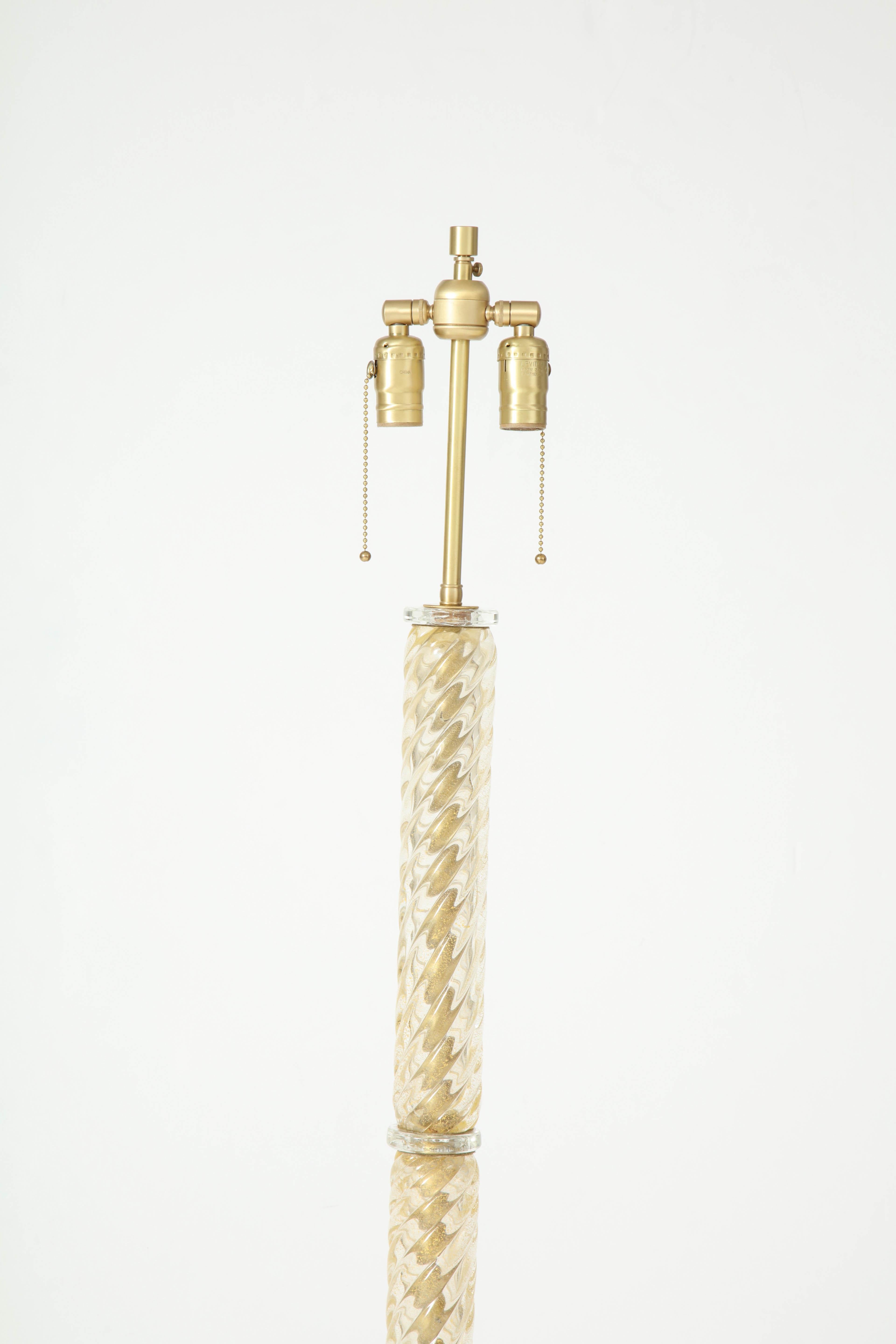 Mid-Century Modern Barovier Gold Inclusion Murano Glass Floor Lamp