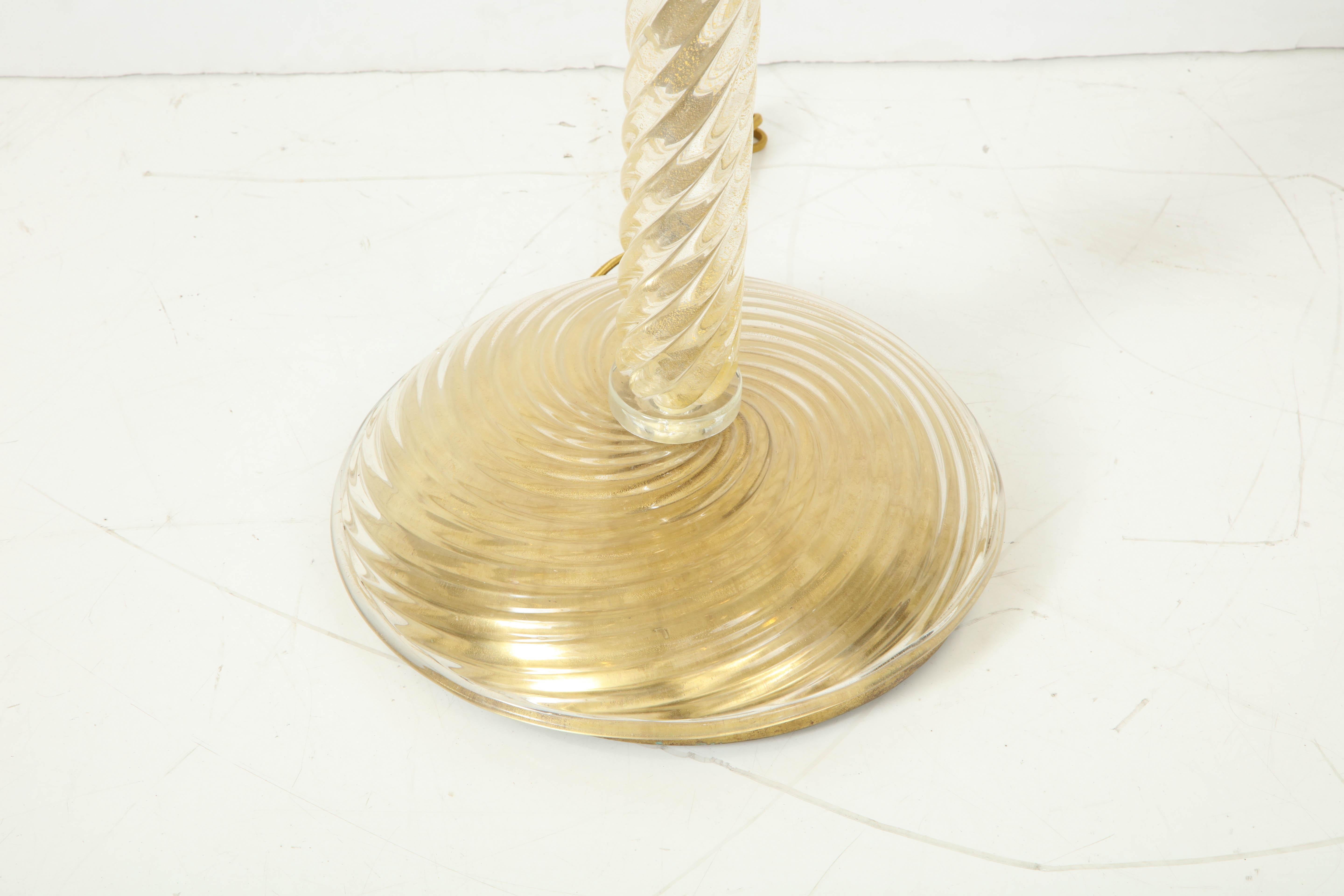 Barovier Gold Inclusion Murano Glass Floor Lamp In Excellent Condition In New York, NY