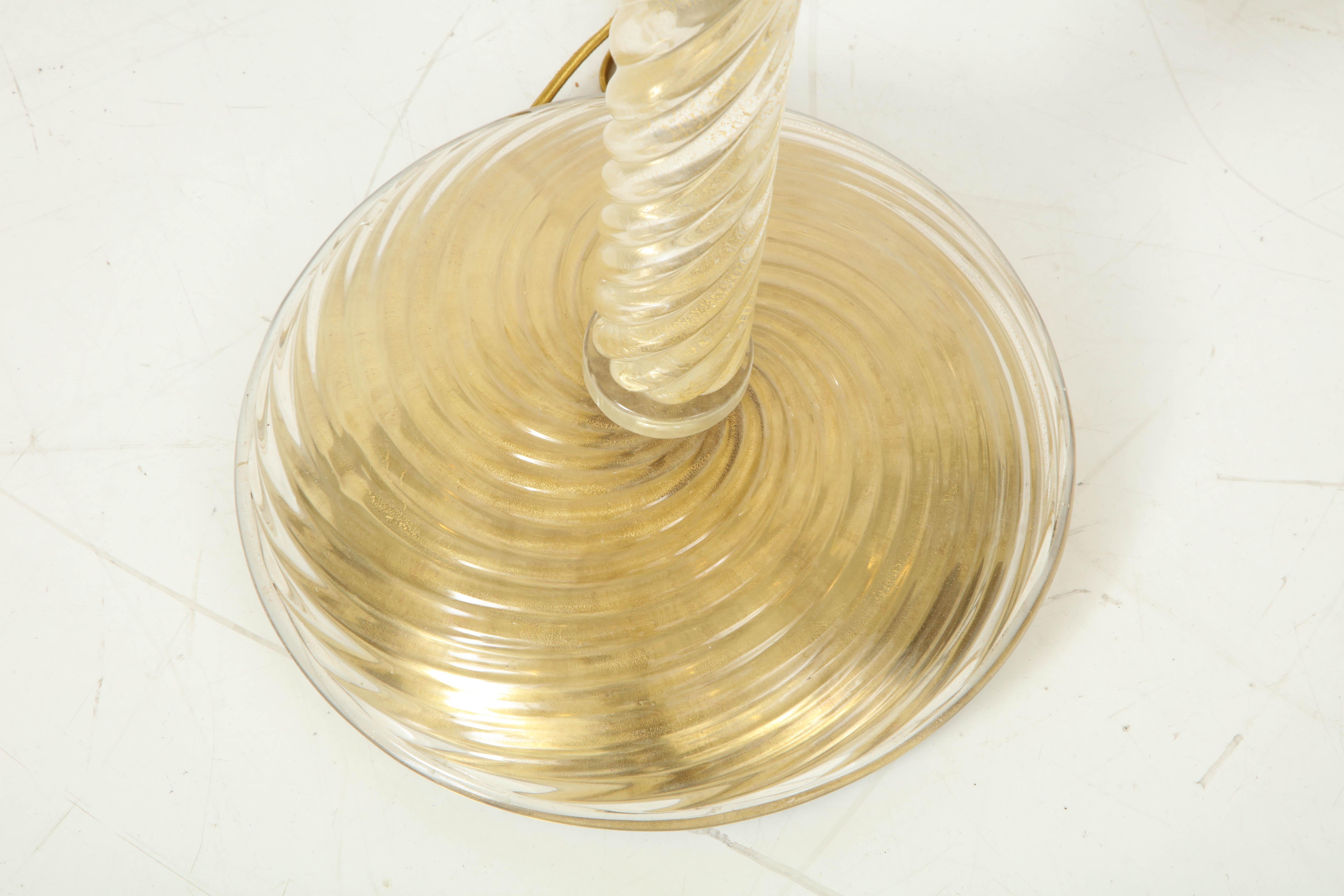20th Century Barovier Gold Inclusion Murano Glass Floor Lamp