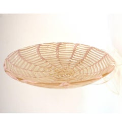 Barovier Graffito Pink and Gold Murano Glass Charger Bowl