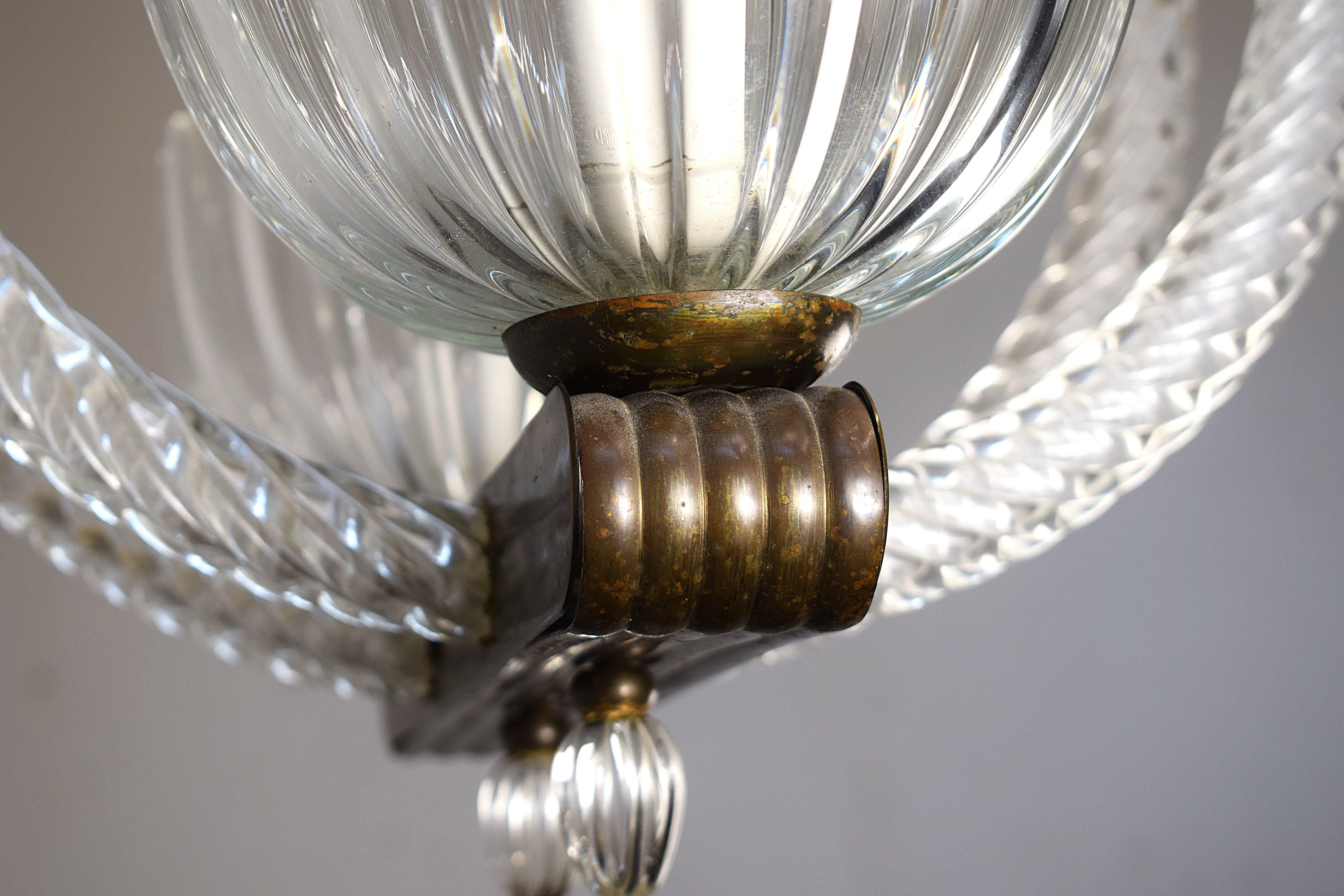 Barovier- Lampadario due luci- anni 1940 en venta 4