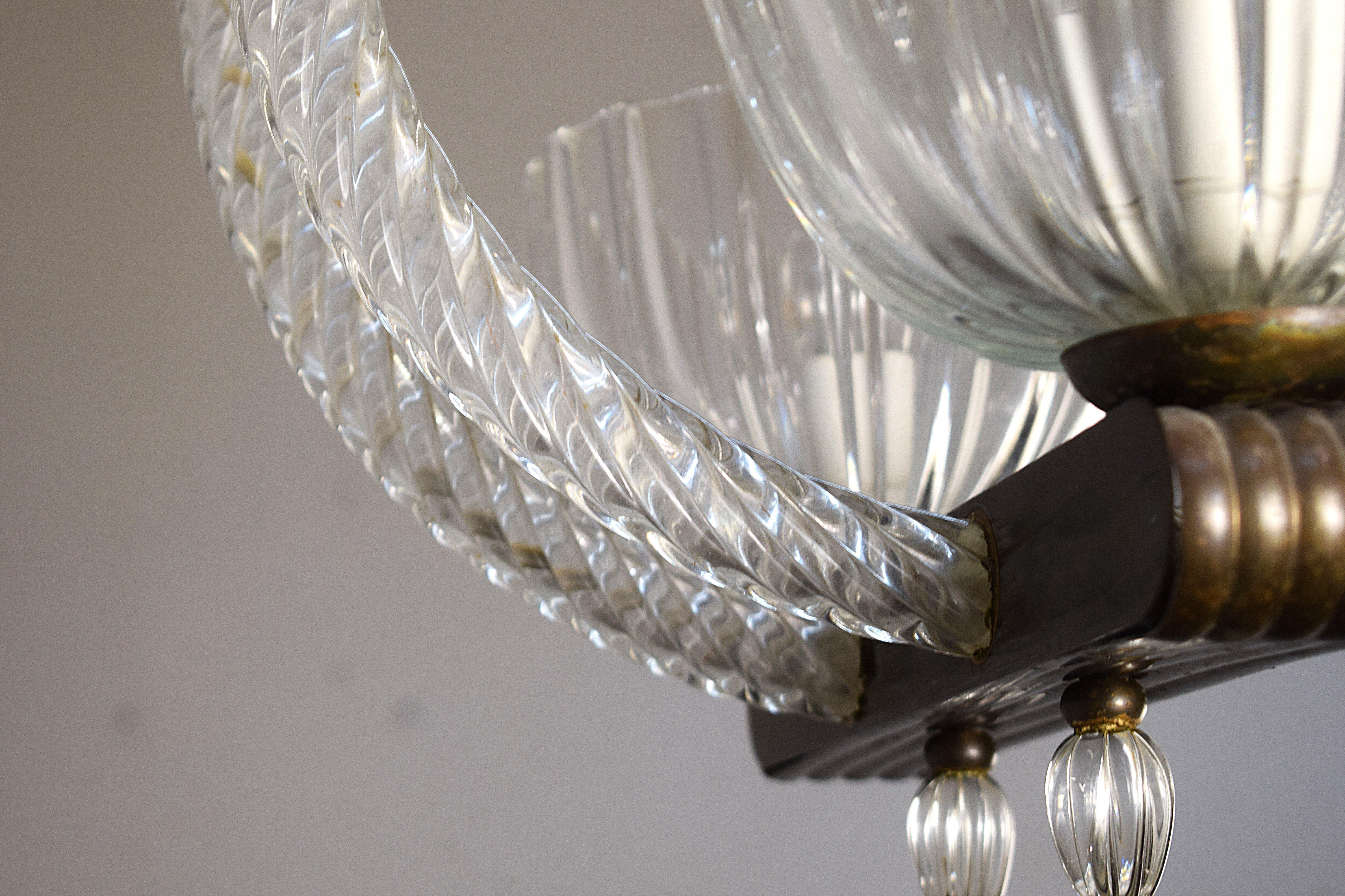 Barovier- Lampadario due luci- anni 1940 en venta 5