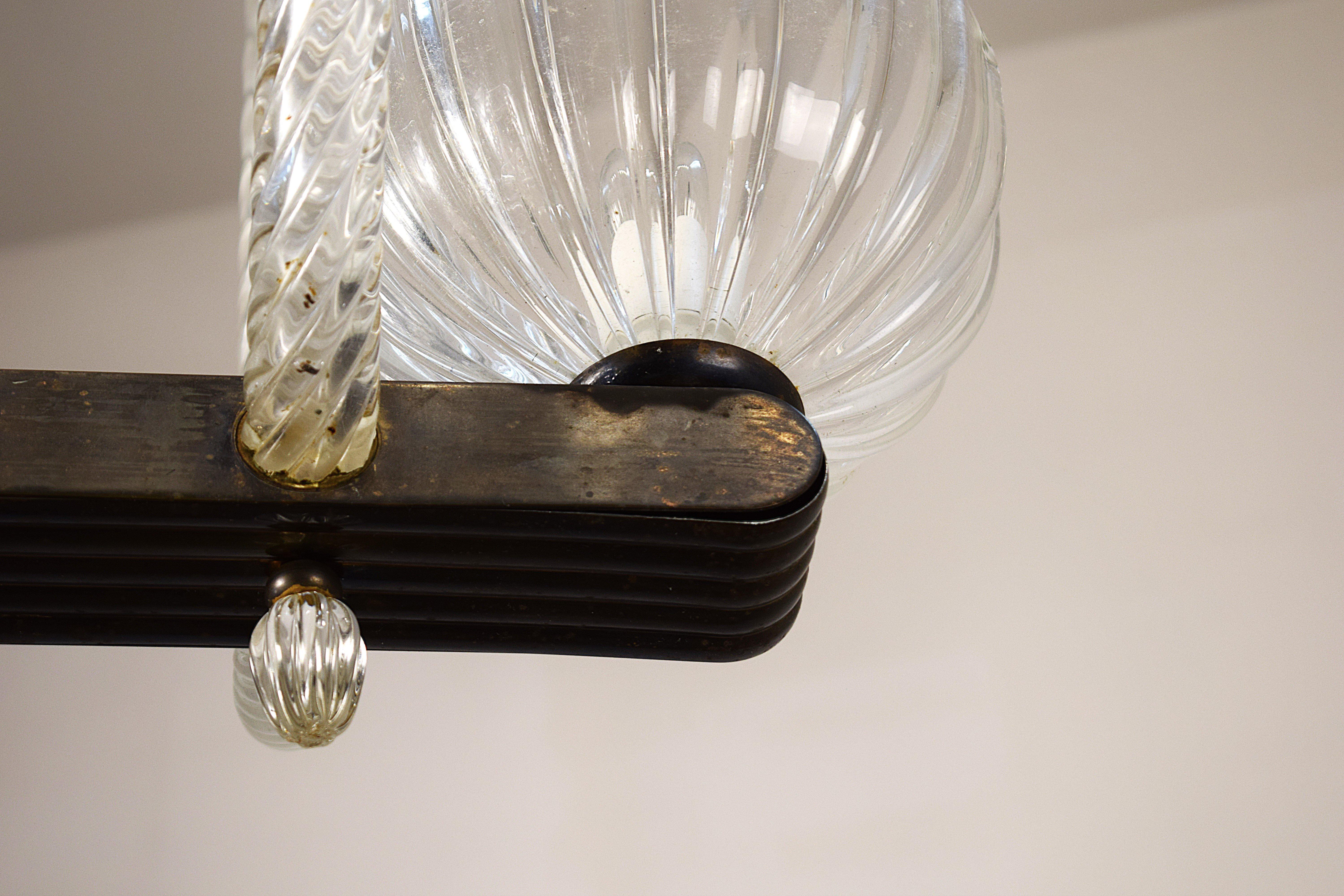 Barovier- Lampadario due luci- anni 1940 en venta 8