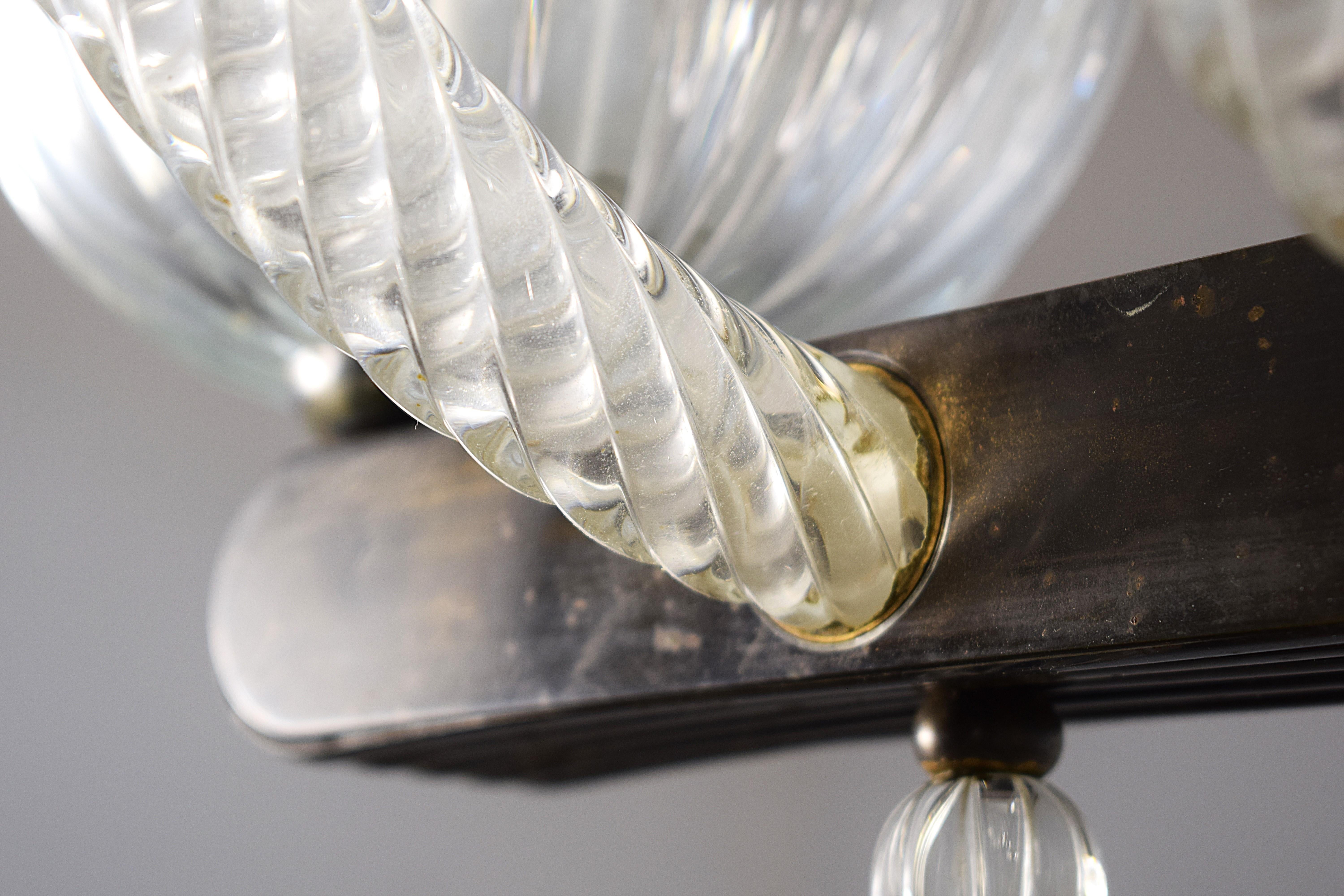Barovier- Lampadario due luci- anni 1940 en venta 10