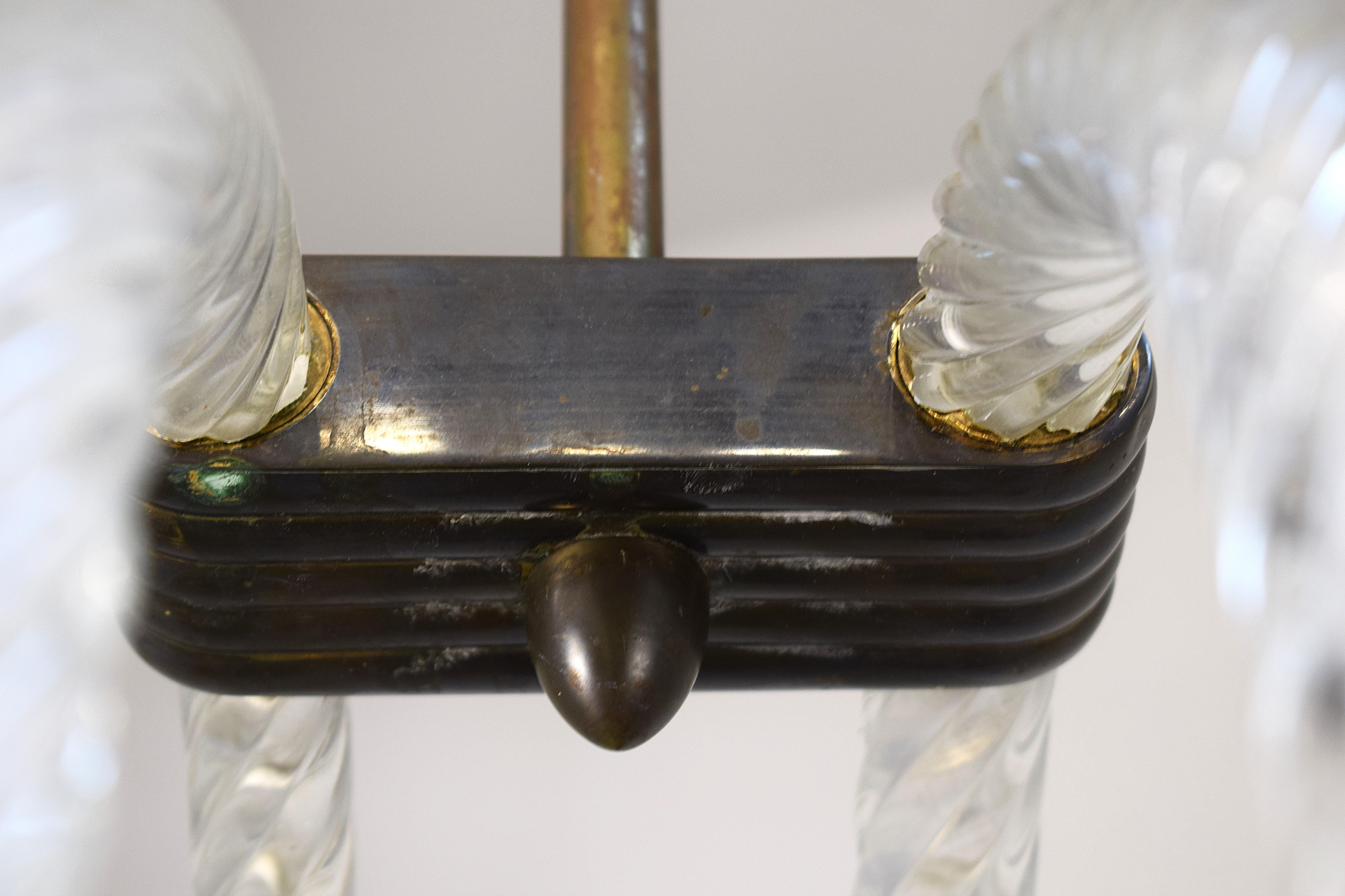Barovier- Lampadario due luci- anni 1940 Mid-20th Century en venta