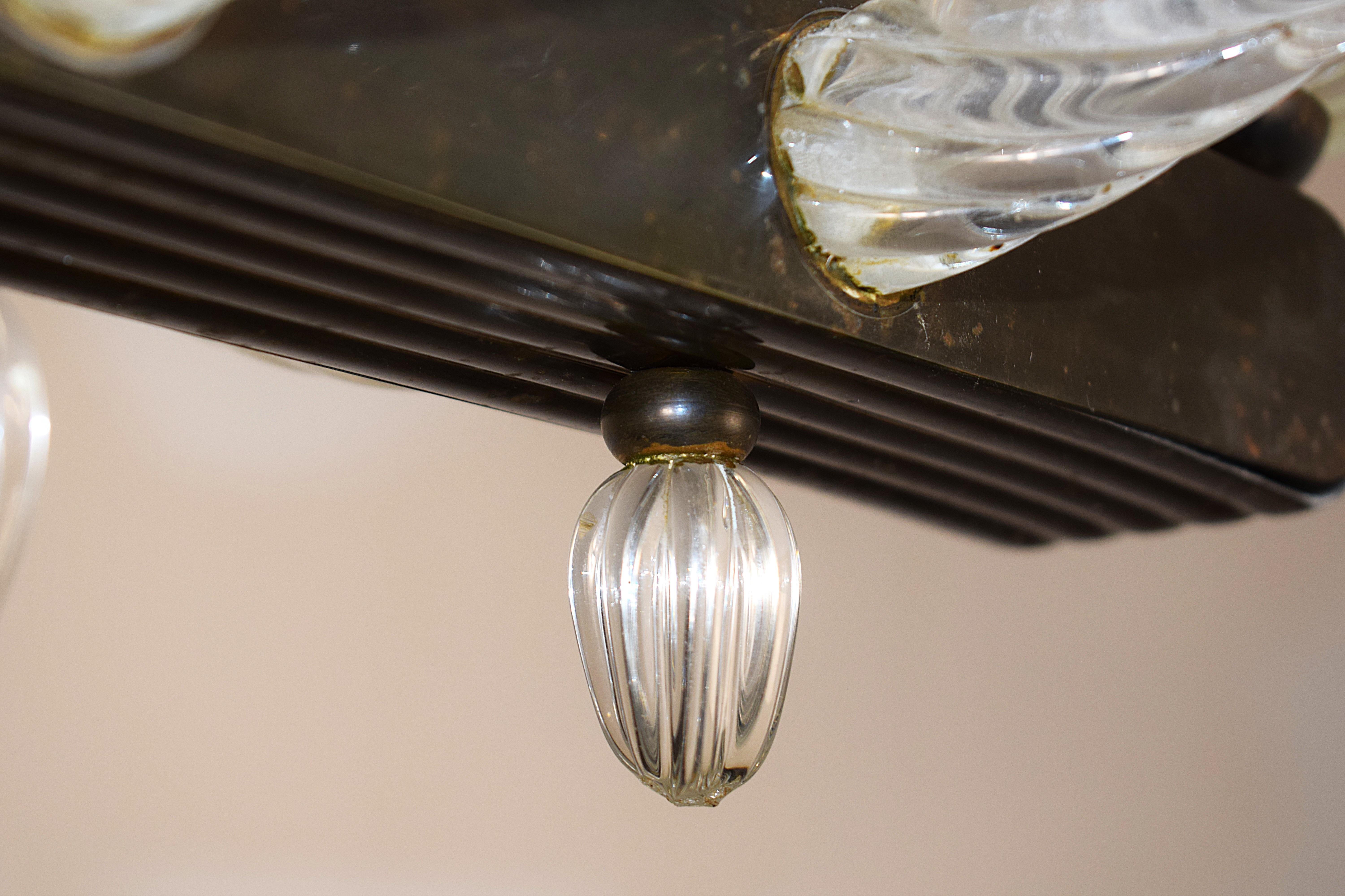 Barovier- Lampadario due luci- anni 1940 Latón en venta