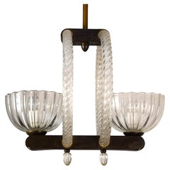 Barovier- Lampadario due luci- anni 1940