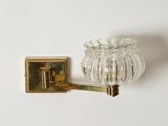 Barovier Grandes appliques réglables à fleurs en verre de Murano et laiton, Italie, années 1940