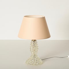 Barovier Large Lamp in Murano Rostrato Glass and Brass & Pink Shade, Italy, 1940