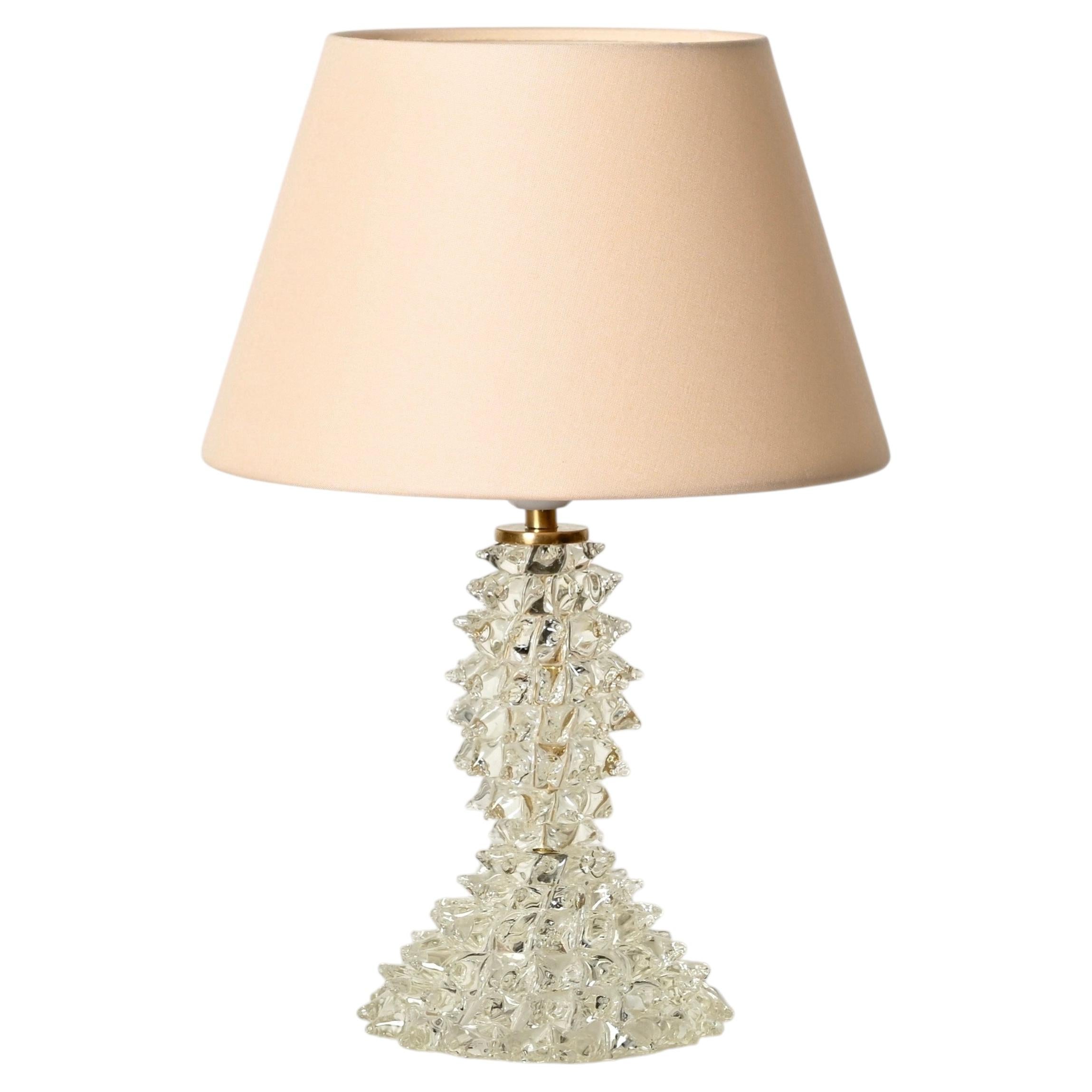 Barovier Large Lamp in Murano Rostrato Glass and Brass & Pink Shade, Italy, 1940