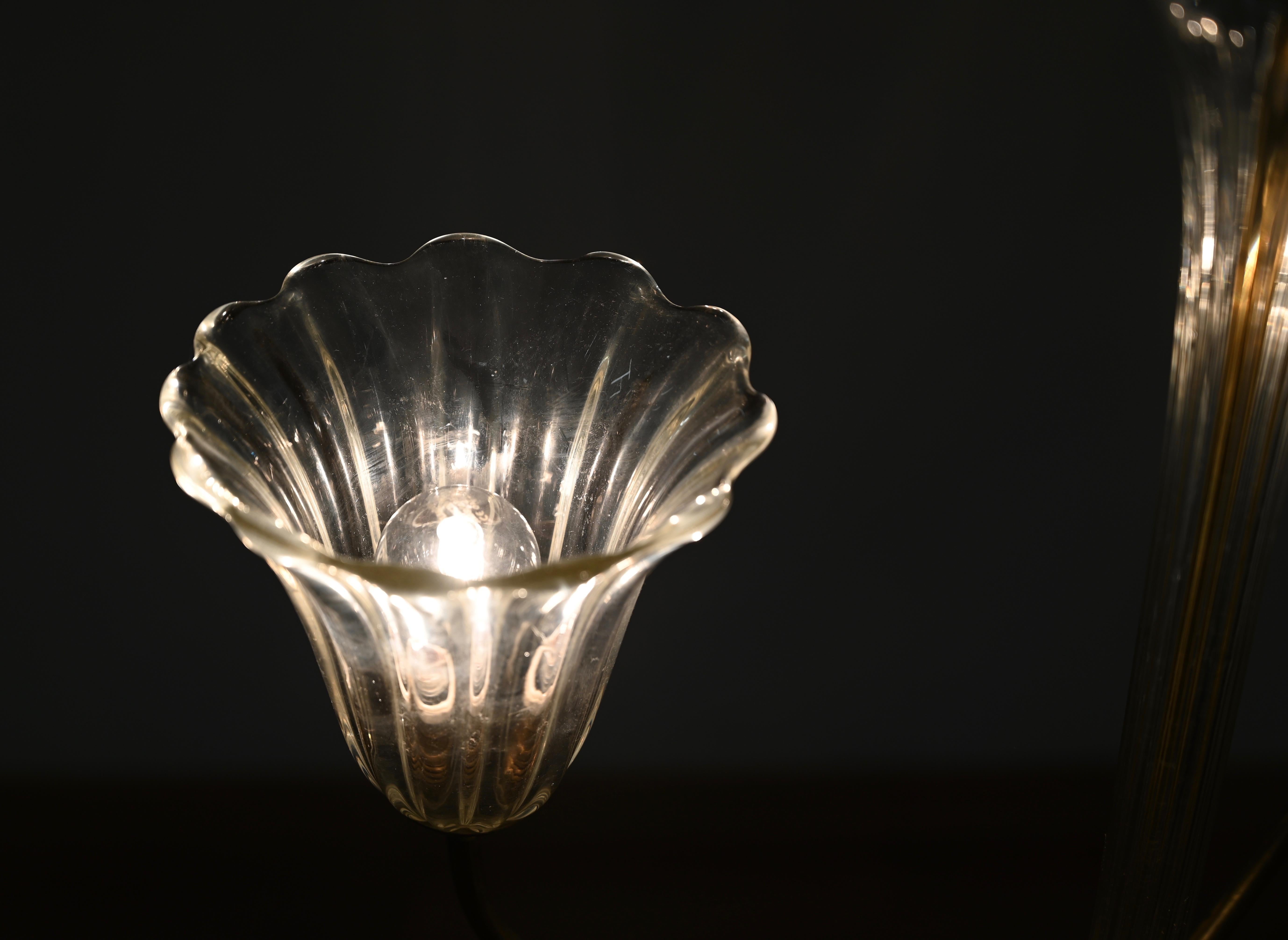 Barovier Gran araña de cristal de Murano y flores de latón, Italia Años 40 en venta 10