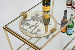 Barovier Large Murano Serving Tray in Gold Blown Glass Etched Mirror, Italy 1940