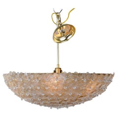 Barovier Large Semi Flush Mount Fixture with Clear & Gold Glass Flowers