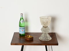 Grande lampe de table en verre Murano Rostrato triple et laiton, Italie, années 1940