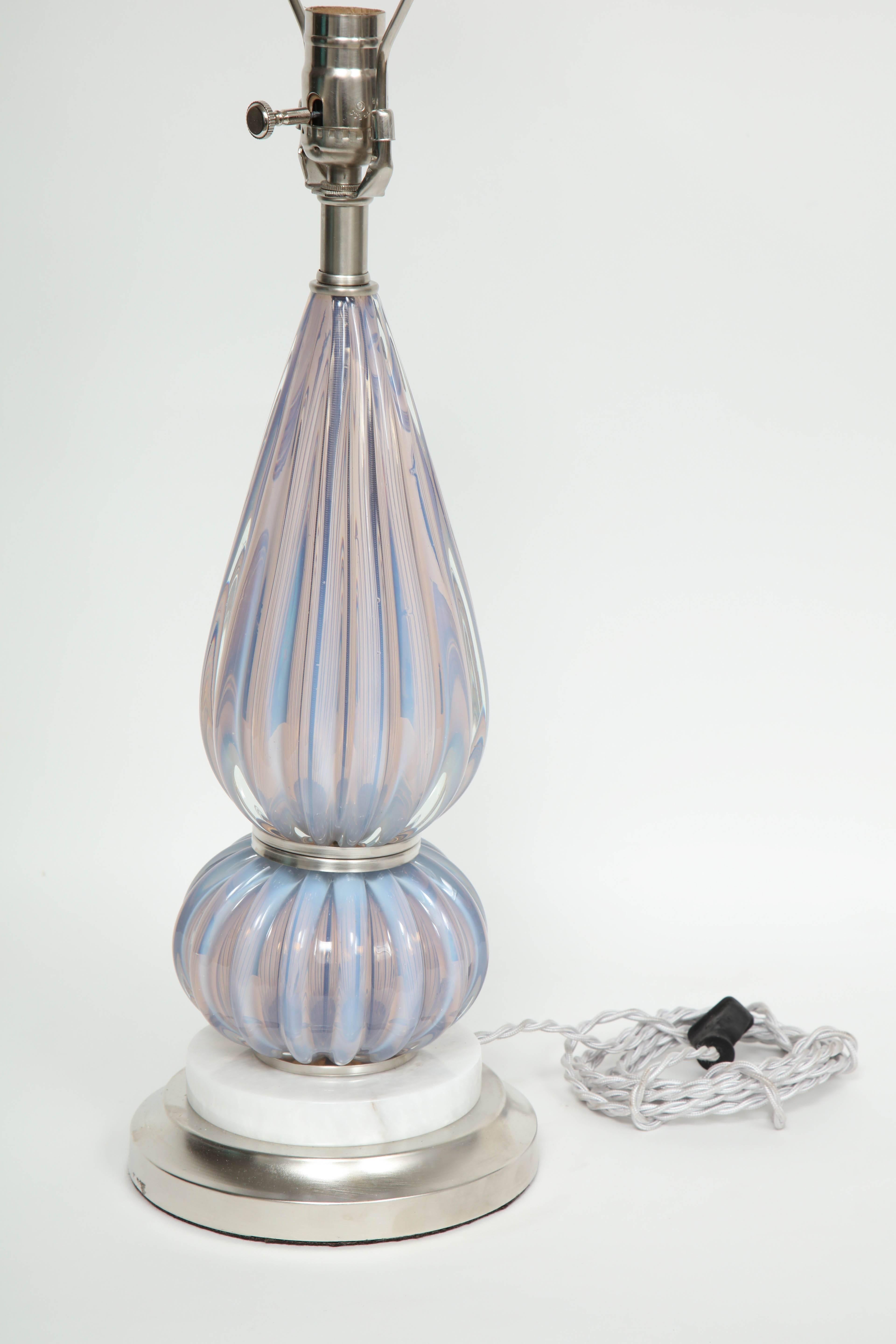 Mid-Century Modern Barovier Lilac Murano Glass Lamps