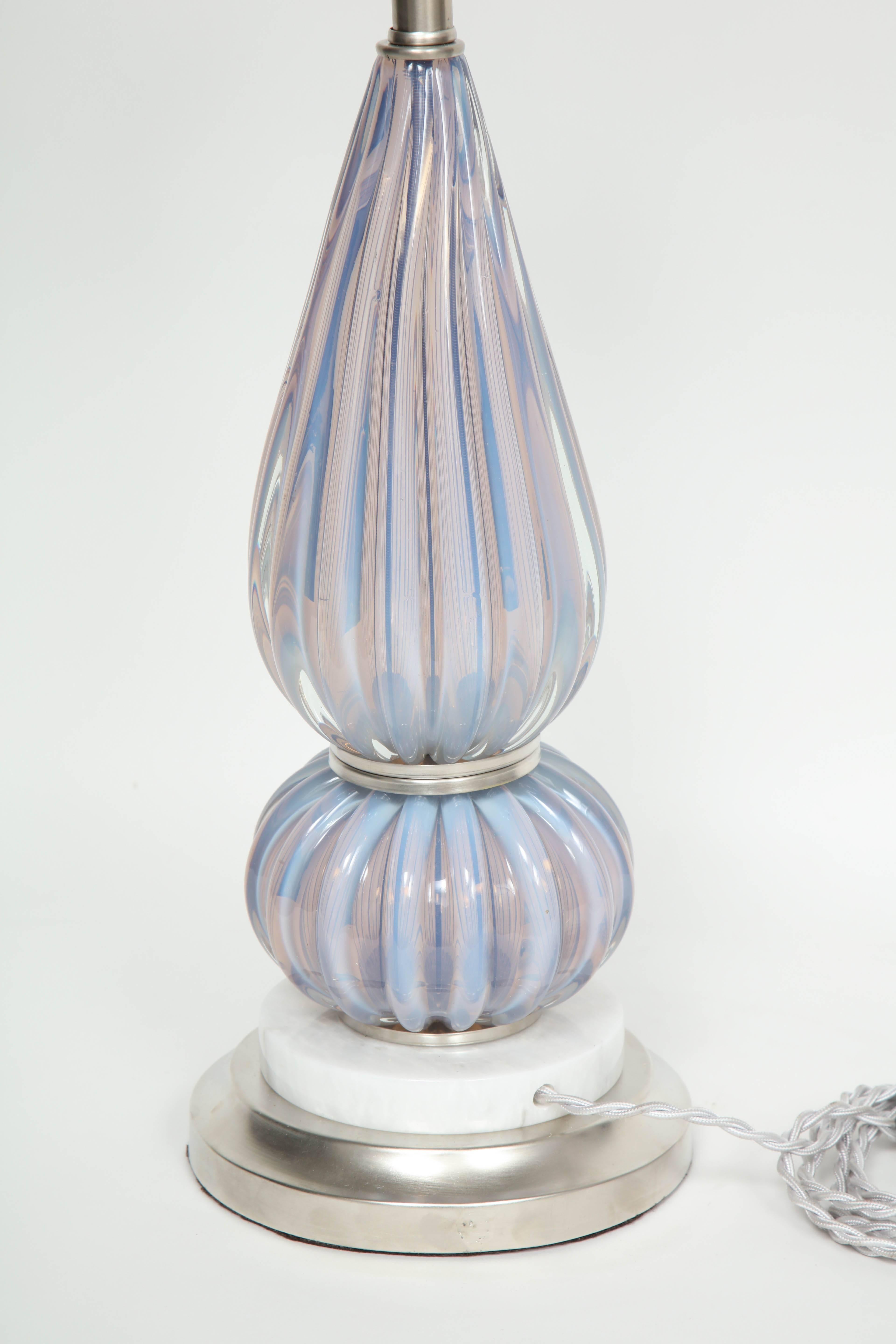 Italian Barovier Lilac Murano Glass Lamps