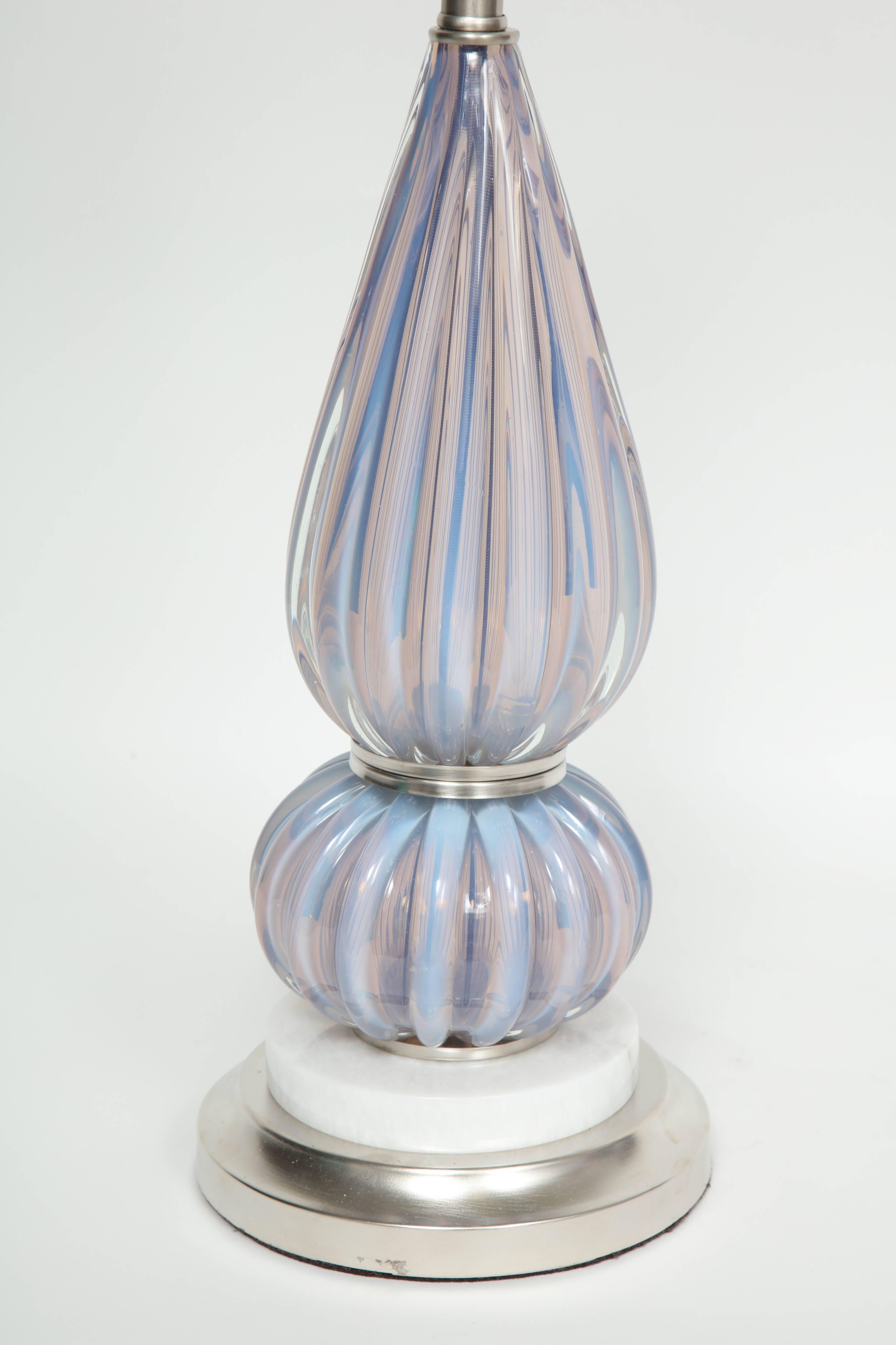 Brushed Barovier Lilac Murano Glass Lamps