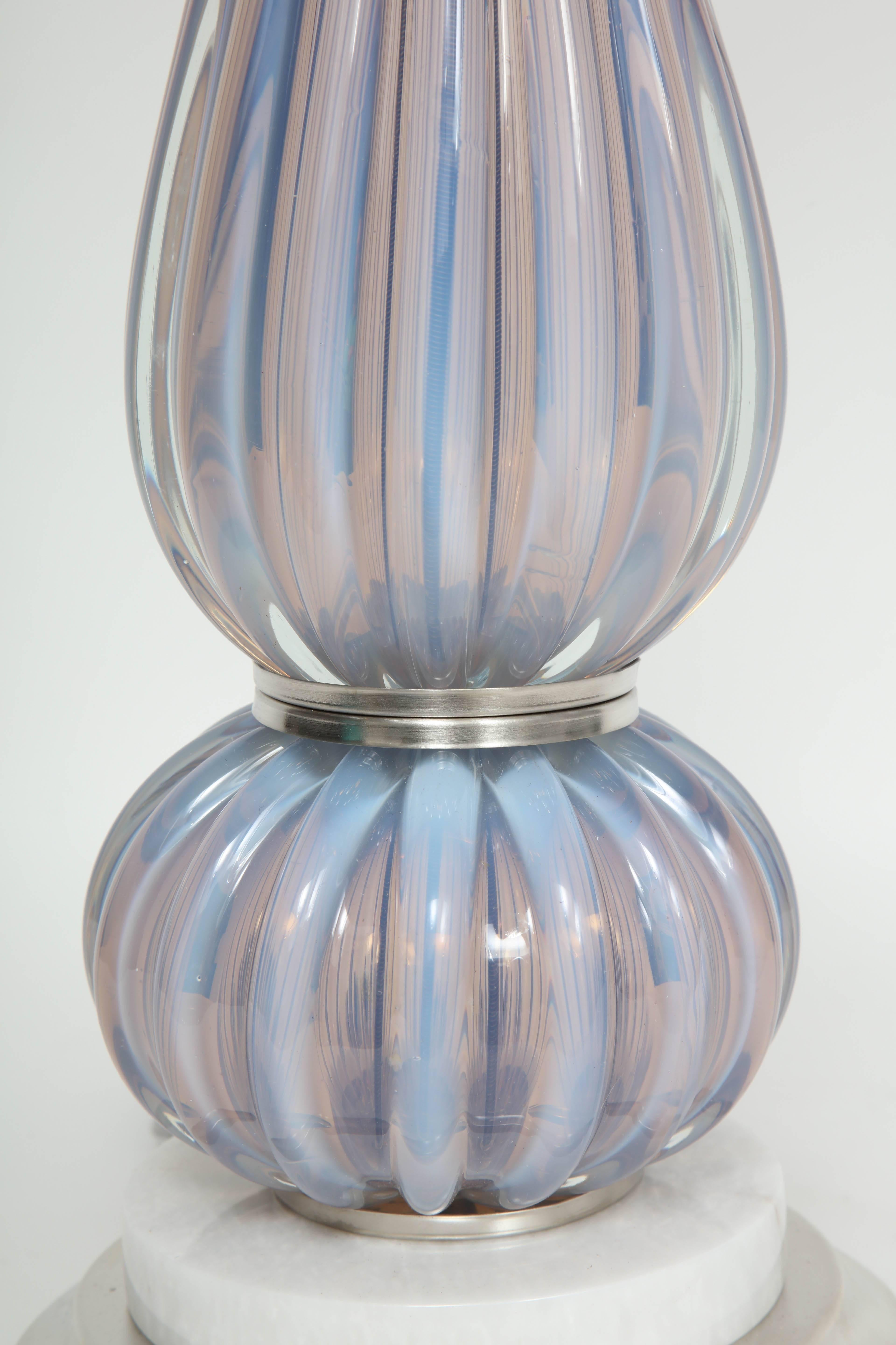 Barovier Lilac Murano Glass Lamps In Excellent Condition In New York, NY