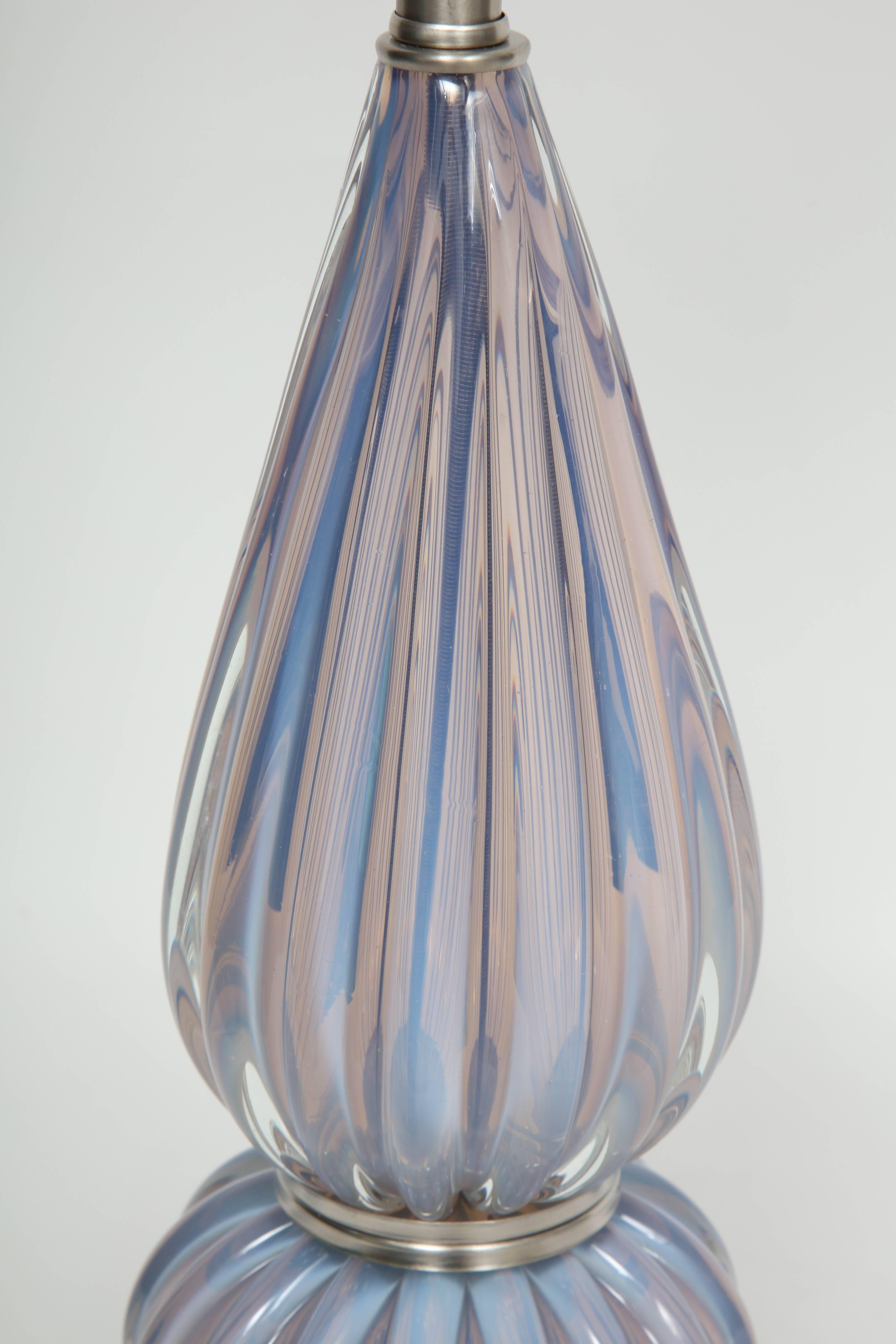 20th Century Barovier Lilac Murano Glass Lamps