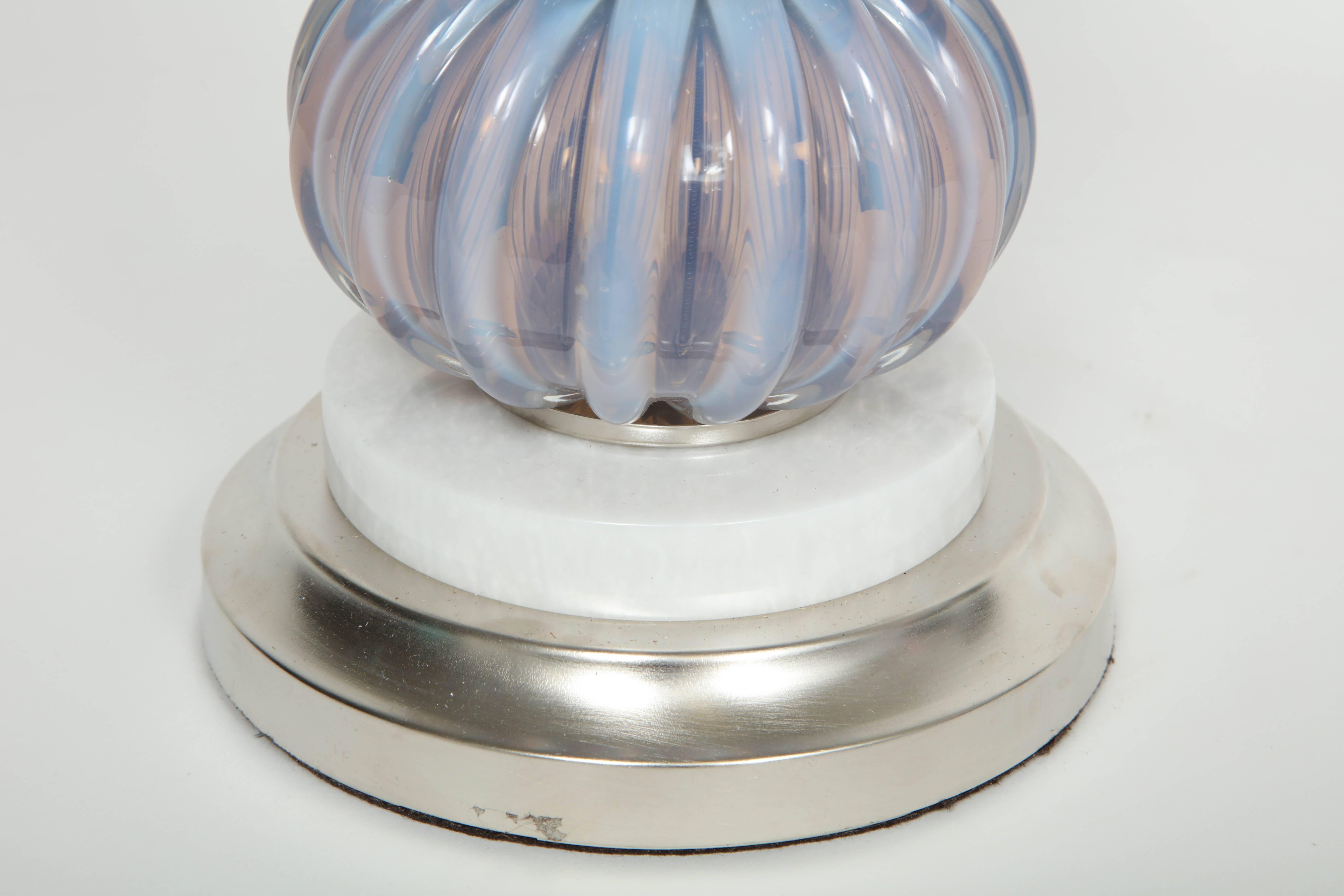 Marble Barovier Lilac Murano Glass Lamps