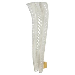 Barovier Monumentale Sconce a doppia foglia in vetro di Murano e ottone, Italia, anni '40