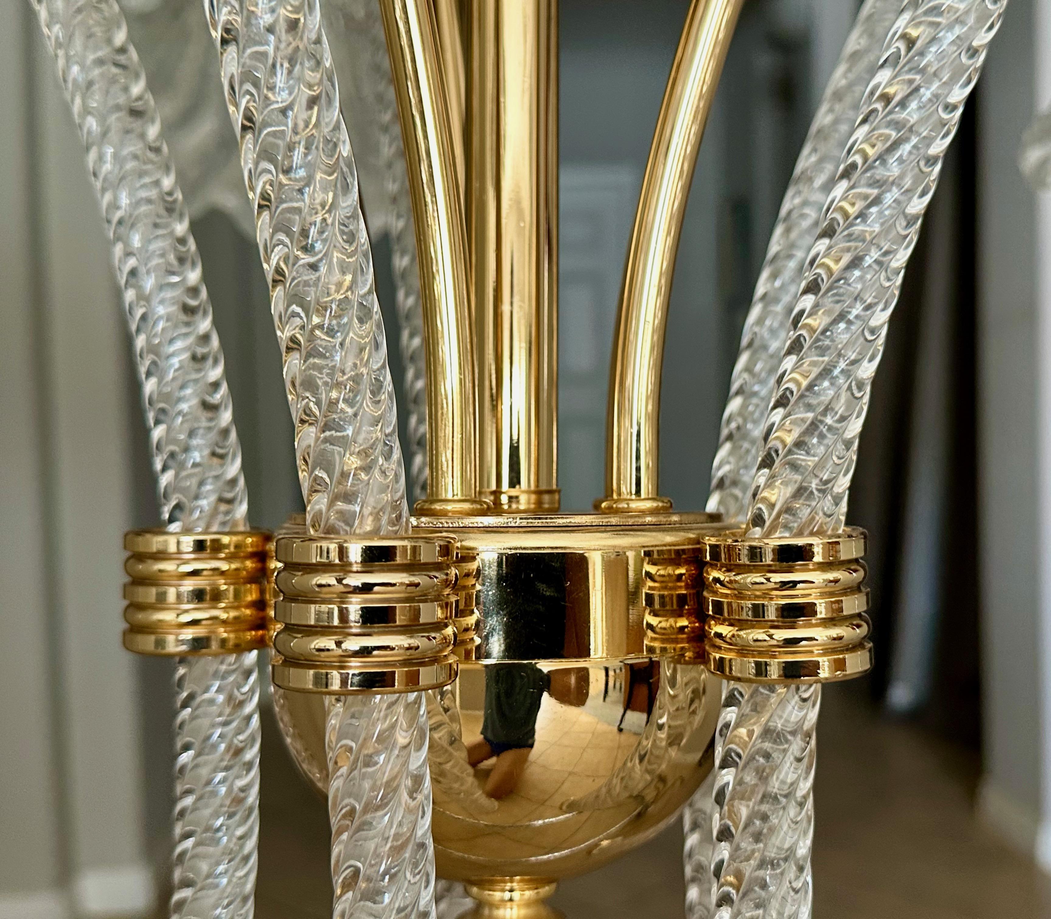 Barovier Murano 5 Arm Twisted Glass Chandelier en vente 5