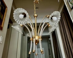 Barovier Murano 5 Arm Twisted Glass Chandelier