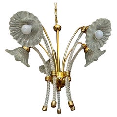 Barovier Murano 5 Arm Twisted Glass Chandelier