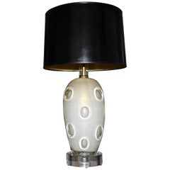 Barovier Murano Cream Gold Dimple Glass Table Lamp