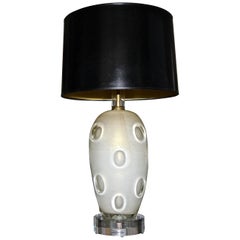 Barovier Murano Cream Gold Dimple Glass Table Lamp Vintage Barovier Murano Cream Gold Dimple Glass Table Lamp