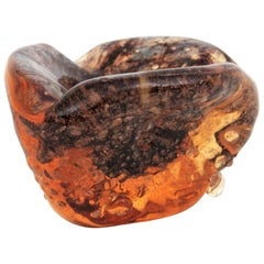 Barovier Murano Crepuscolo Brown Amber Art Glass Bowl, 1940s